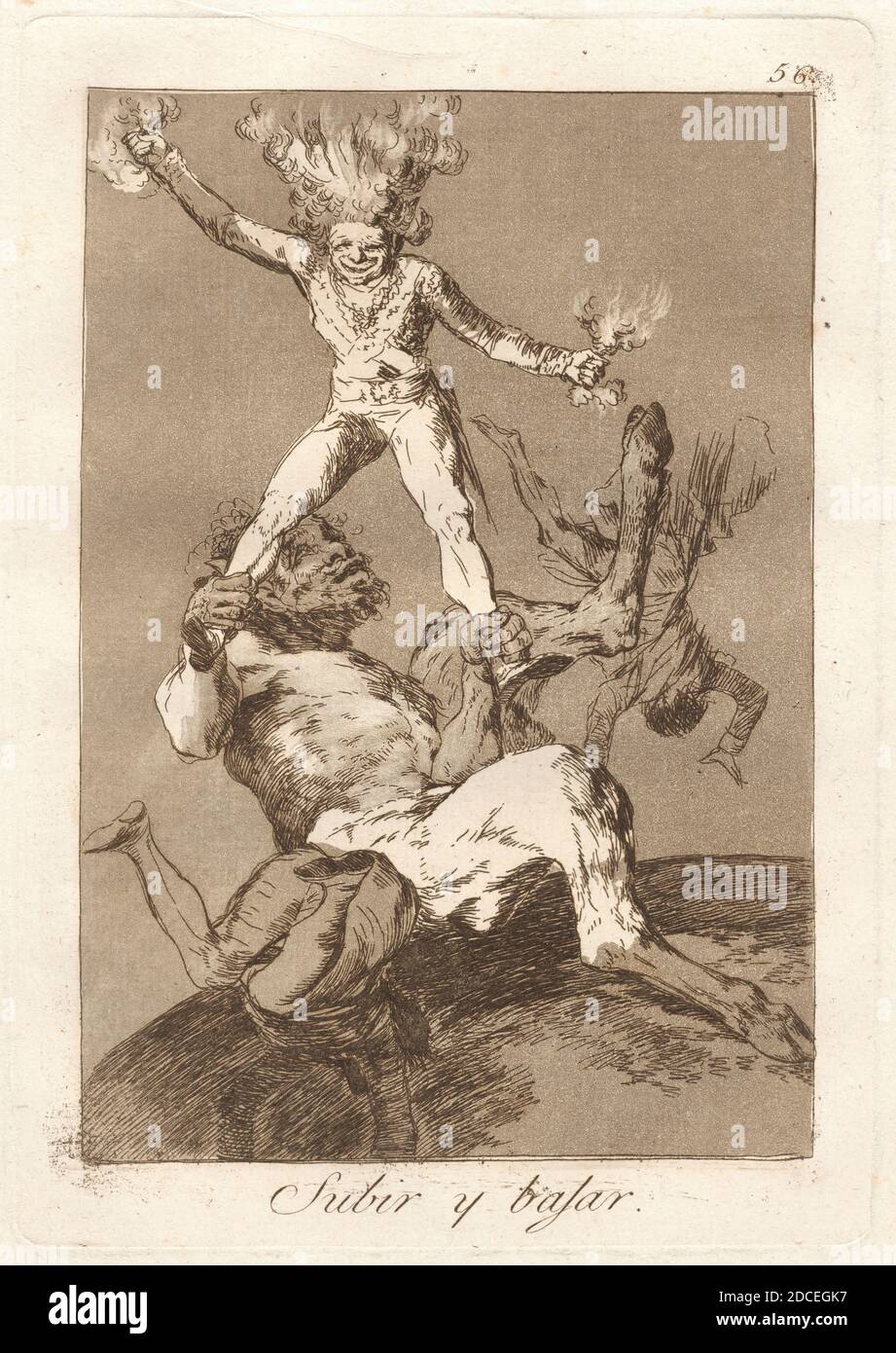 Francisco de Goya, (artist), Spanish, 1746 - 1828, Subir y bajar (To Rise and To Fall), Los Caprichos (plate 56), (series), published 1799, etching and burnished aquatint on laid paper, plate: 21.5 x 15.2 cm (8 7/16 x 6 in.), sheet: 27.6 x 19.1 cm (10 7/8 x 7 1/2 in Stock Photo