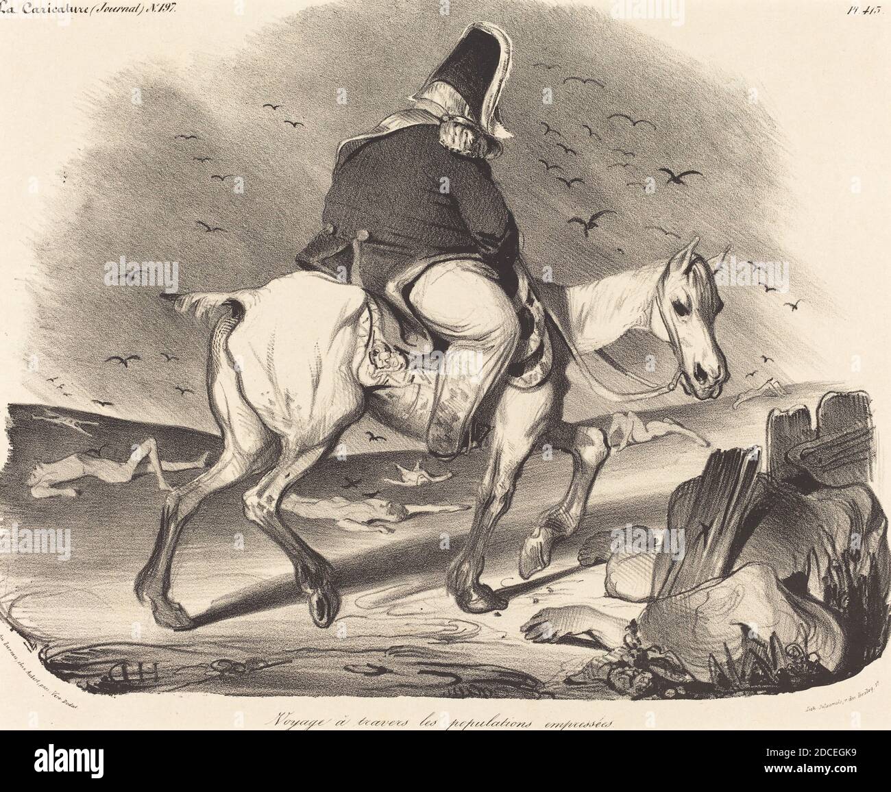 Honoré Daumier, (artist), French, 1808 - 1879, Voyage a travers les populations empressées, La Caricature: pl. 413, (series), 1834, lithograph Stock Photo