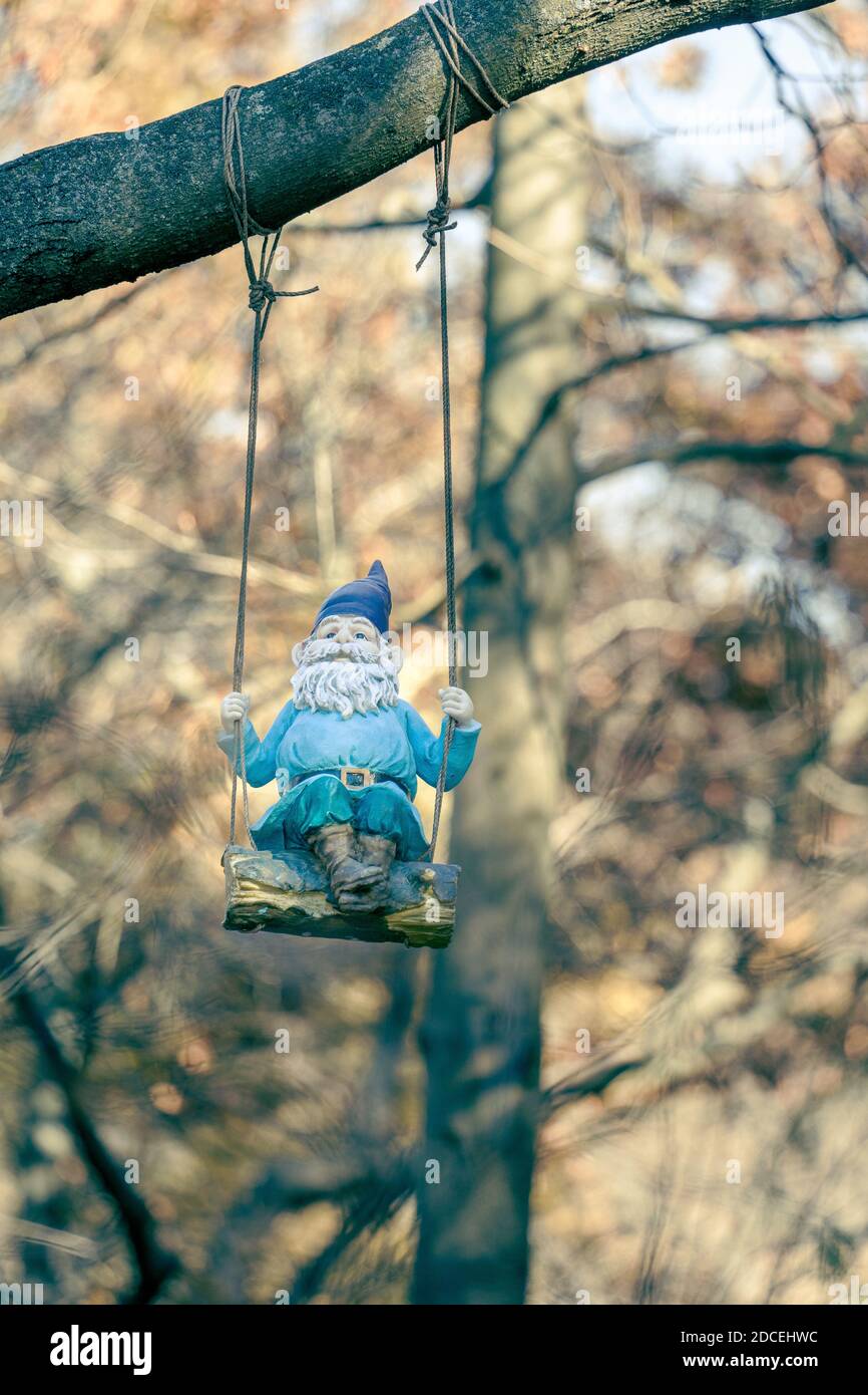 A gnome enjoying himself at the Arboretum Stock Photo