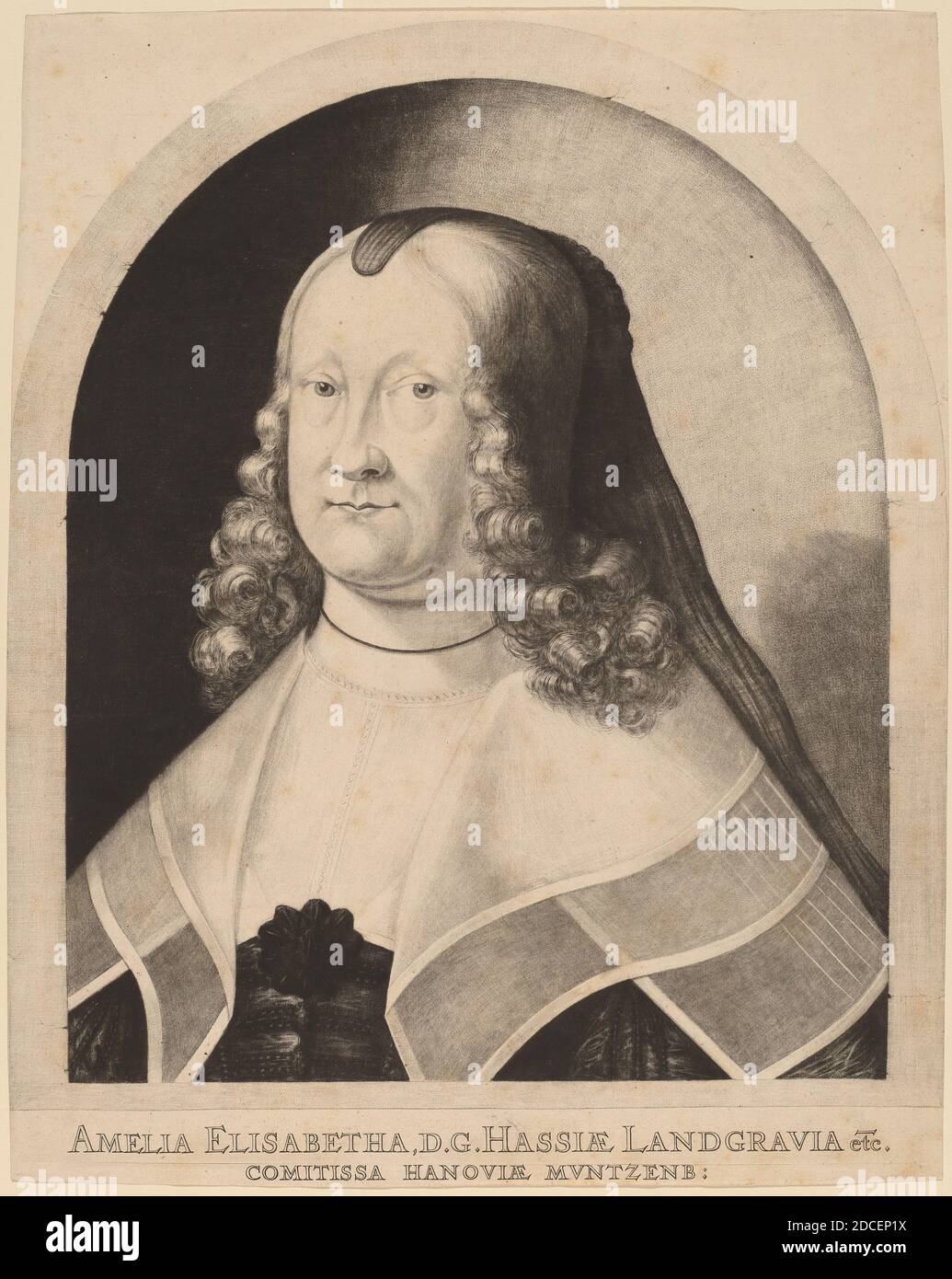 Ludwig von Siegen, (artist), Dutch, 1609 - probably 1680, Amelia Elizabeth, Countess of Hesse, 1642, mezzotint Stock Photo