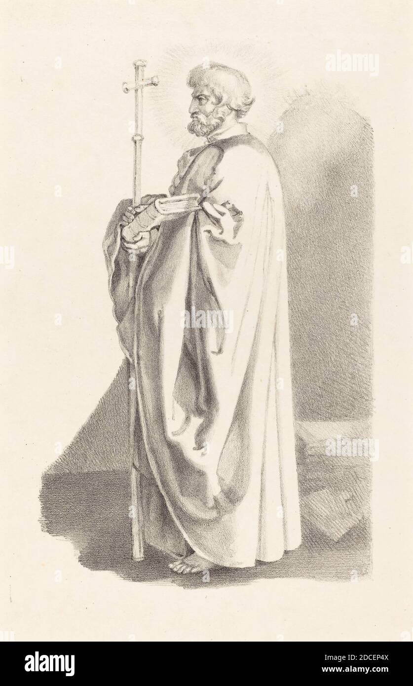 James Henry Lynch, (artist), Irish, died 1868, John Flaxman, (artist after), British, 1755 - 1826, An Apostle, from Albert, Durer, Flaxman's 'Lectures on Sculpture:' pl.41, (series), published 1829, lithograph Stock Photo