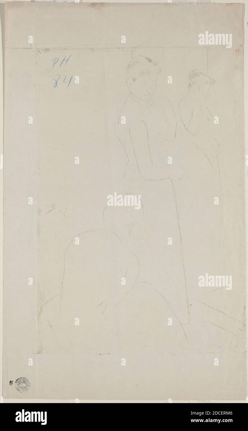 Mary Cassatt, (artist), American, 1844 - 1926, The Fitting, 1890/1891, transferred softground, sheet: 49.5 × 30.3 cm (19 1/2 × 11 15/16 in Stock Photo