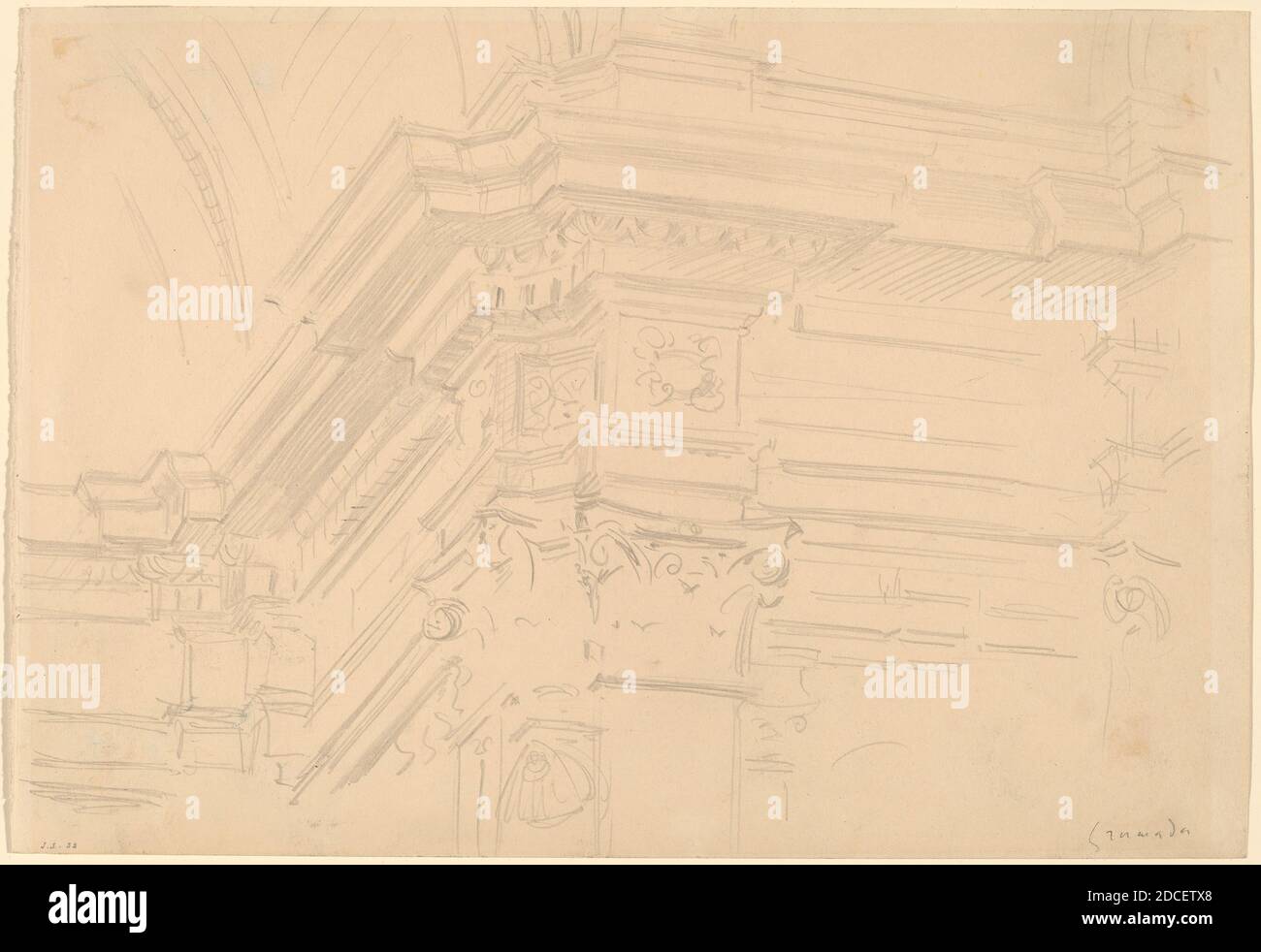 John Singer Sargent, (artist), American, 1856 - 1925, Capilla Real Entablature, Granada, 1912, graphite on wove paper, sheet: 25.3 × 36.9 cm (9 15/16 × 14 1/2 in Stock Photo