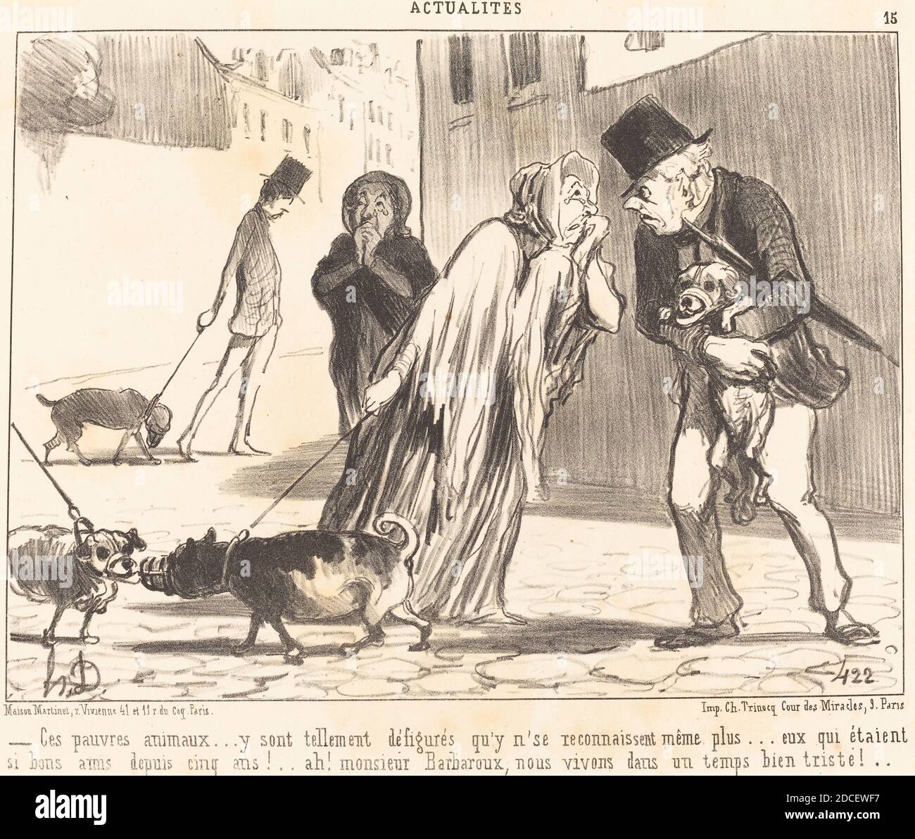 Honoré Daumier, (artist), French, 1808 - 1879, Ces pauvres animaux... n'se reconnaissent... plus..., Actualités, (series), 1852, lithograph Stock Photo