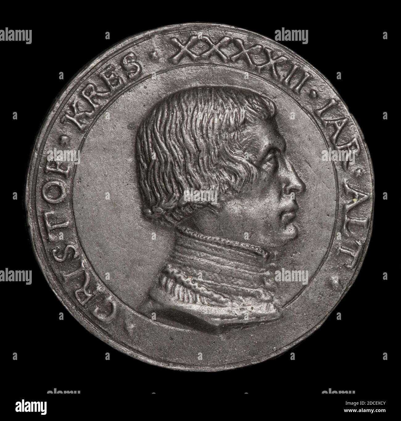Matthes Gebel, (sculptor), German, c. 1500 - 1574, Christoph Kress von Kressenstein,1484-1535, Patrician and Diplomat, 1526, lead, overall (diameter): 3.92 cm (1 9/16 in.), gross weight: 23.89 gr (0.053 lb.), axis: 12:00 Stock Photo