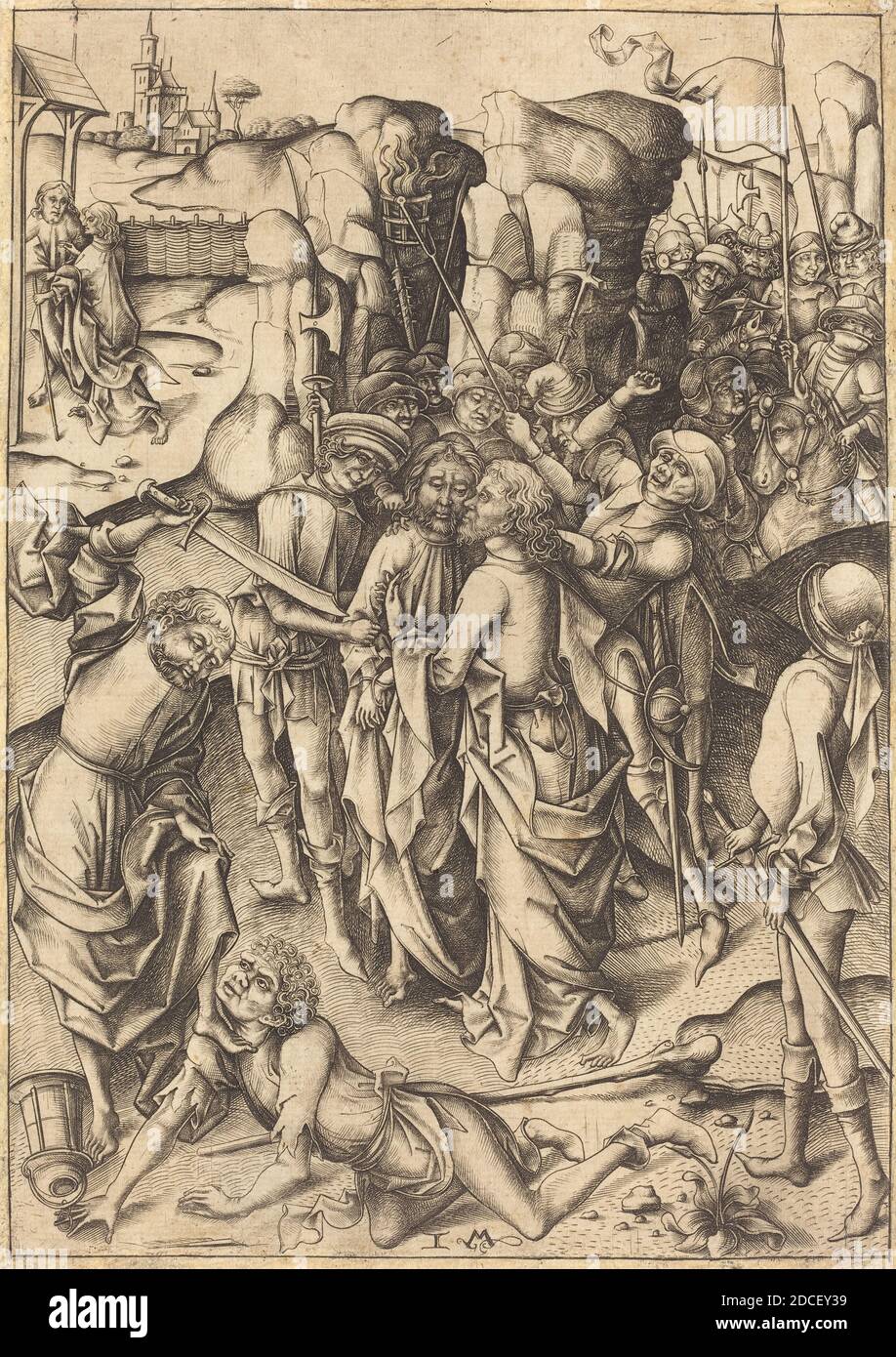 Israhel van Meckenem, (artist), German, c. 1445 - 1503, The Betrayal, Twelve Scenes of the Pasion, (series), c. 1480, engraving Stock Photo