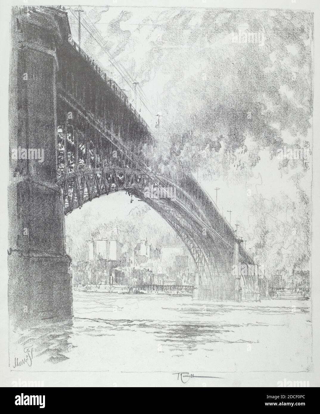 Joseph Pennell, (artist), American, 1857 - 1926, Eads Bridge, St. Louis, St. Louis Set, (series), 1919, lithograph Stock Photo