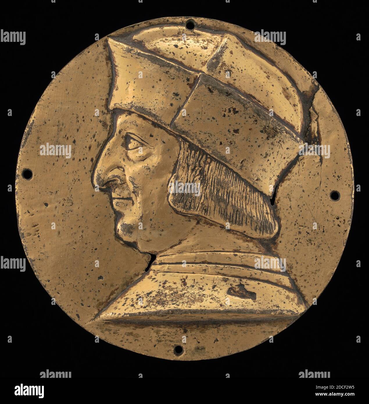Ferrarese 15th Century, (artist), Ercole I d'Este, 1431-1505, Duke of Ferrara, Modena, and Reggio 1471, c. 1475/1505, gilded bronze, overall (diameter): 6.85 cm (2 11/16 in.), gross weight: 70.51 gr (0.155 lb Stock Photo