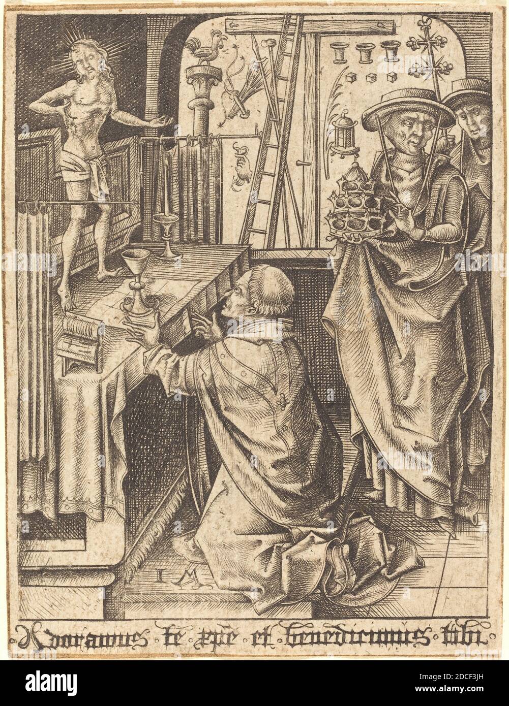 Israhel van Meckenem, (artist), German, c. 1445 - 1503, The Mass of Saint Gregory, c. 1480/1490, engraving Stock Photo