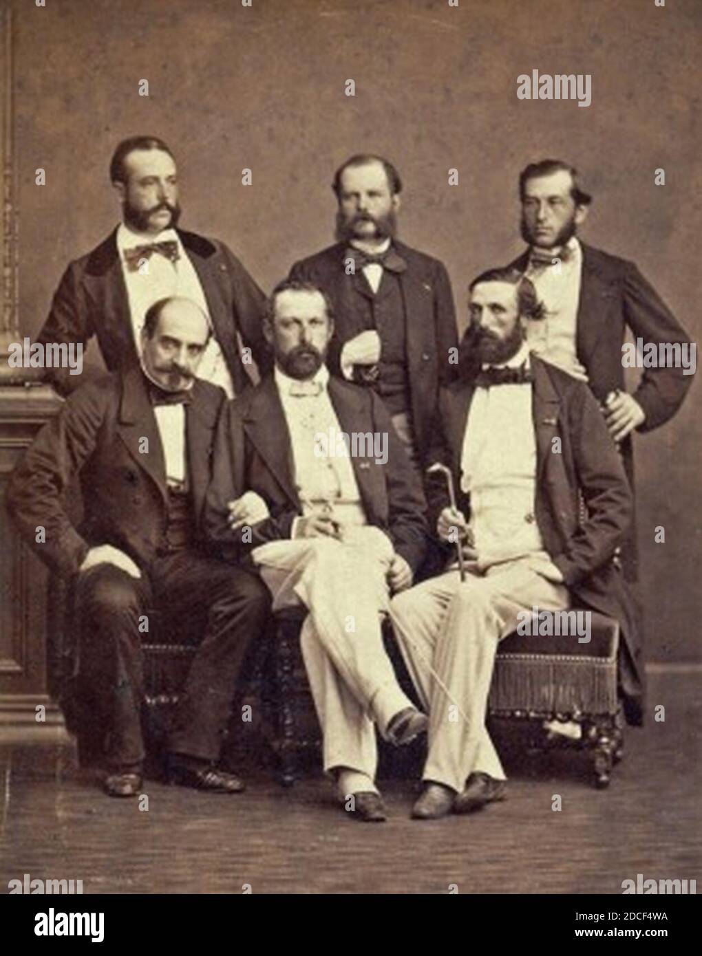 King Charles XV of Sweden and Prince Oscar with Adjutants Stock Photo