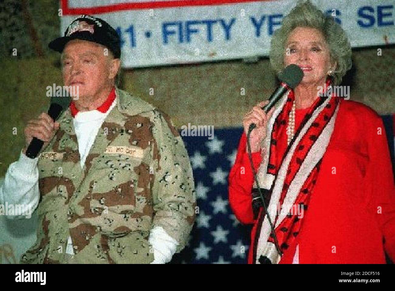 King Fahd International Airport USO Show Bob Hope Betty White Stock