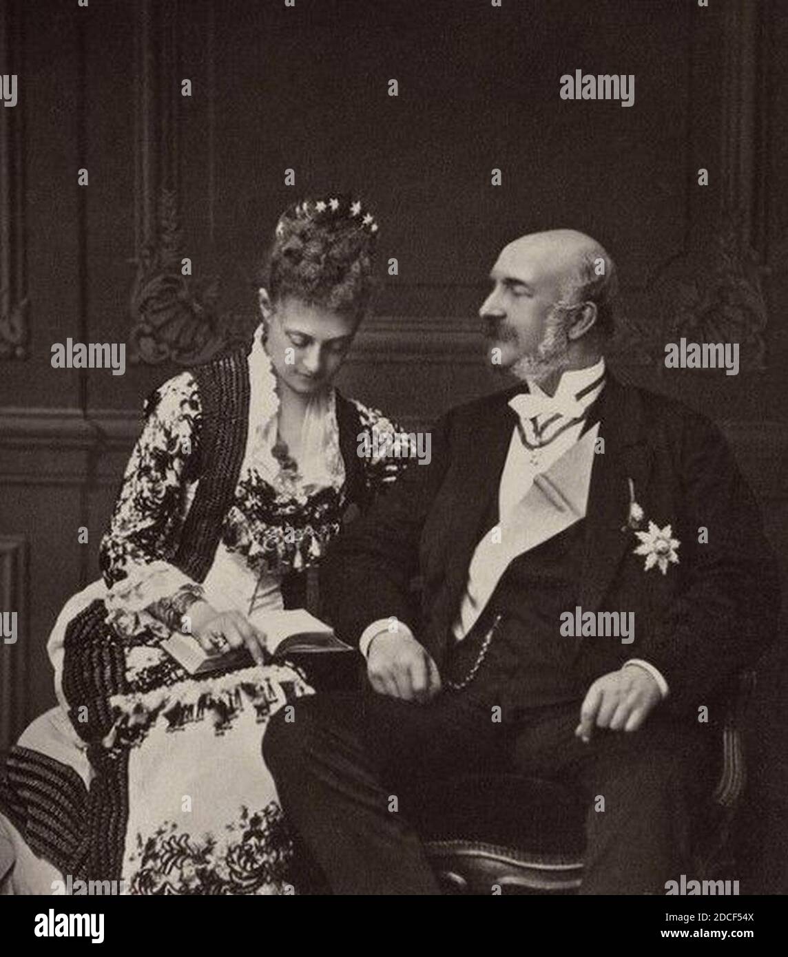 King George V of Hanover and eldest daughter Frederica. Stock Photo
