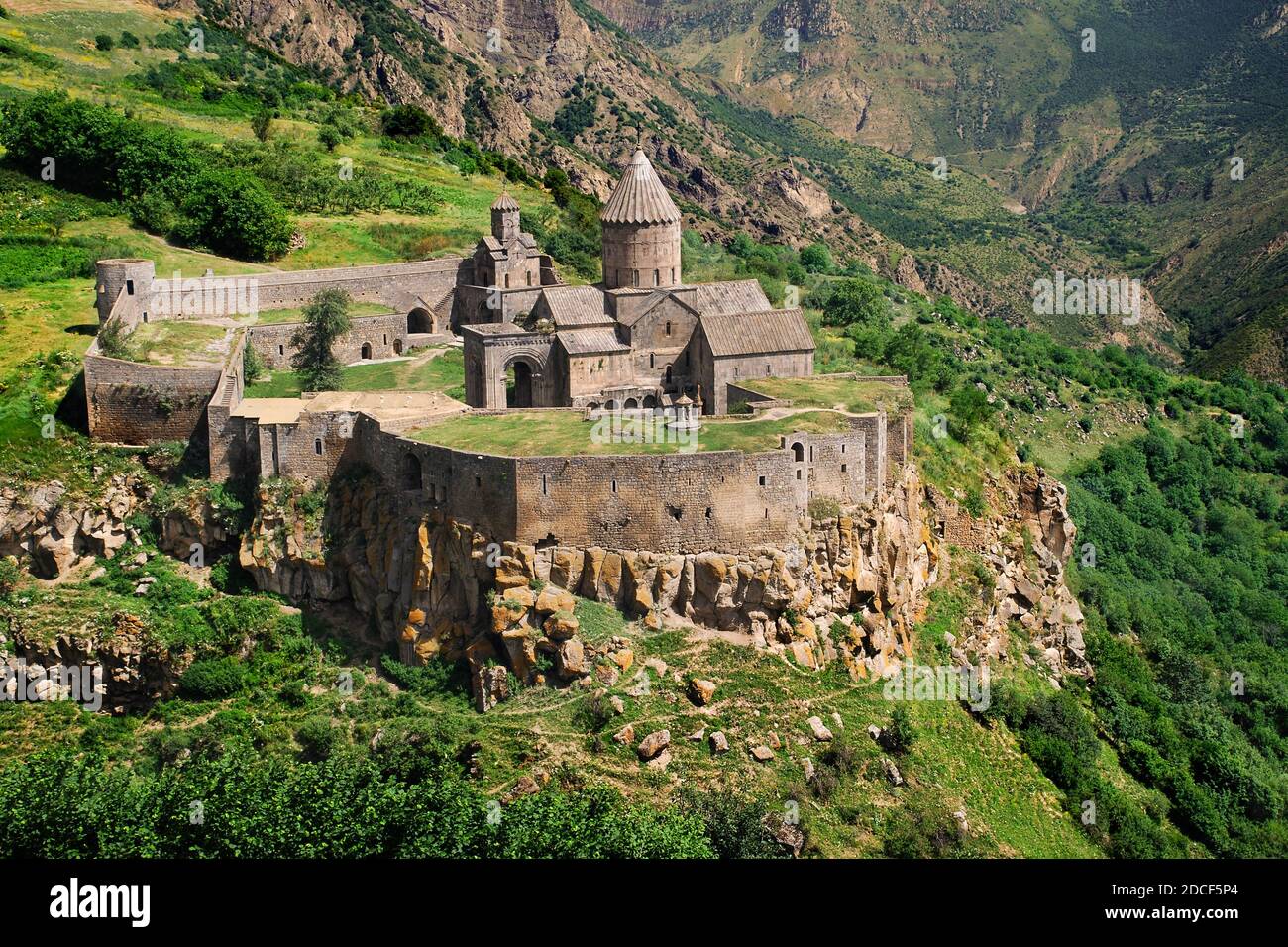 Tatev Monastery, 9th-century Armenian Apostolic monastery located on a large basalt plateau near the Tatev village in Syunik Province in southeastern Stock Photo