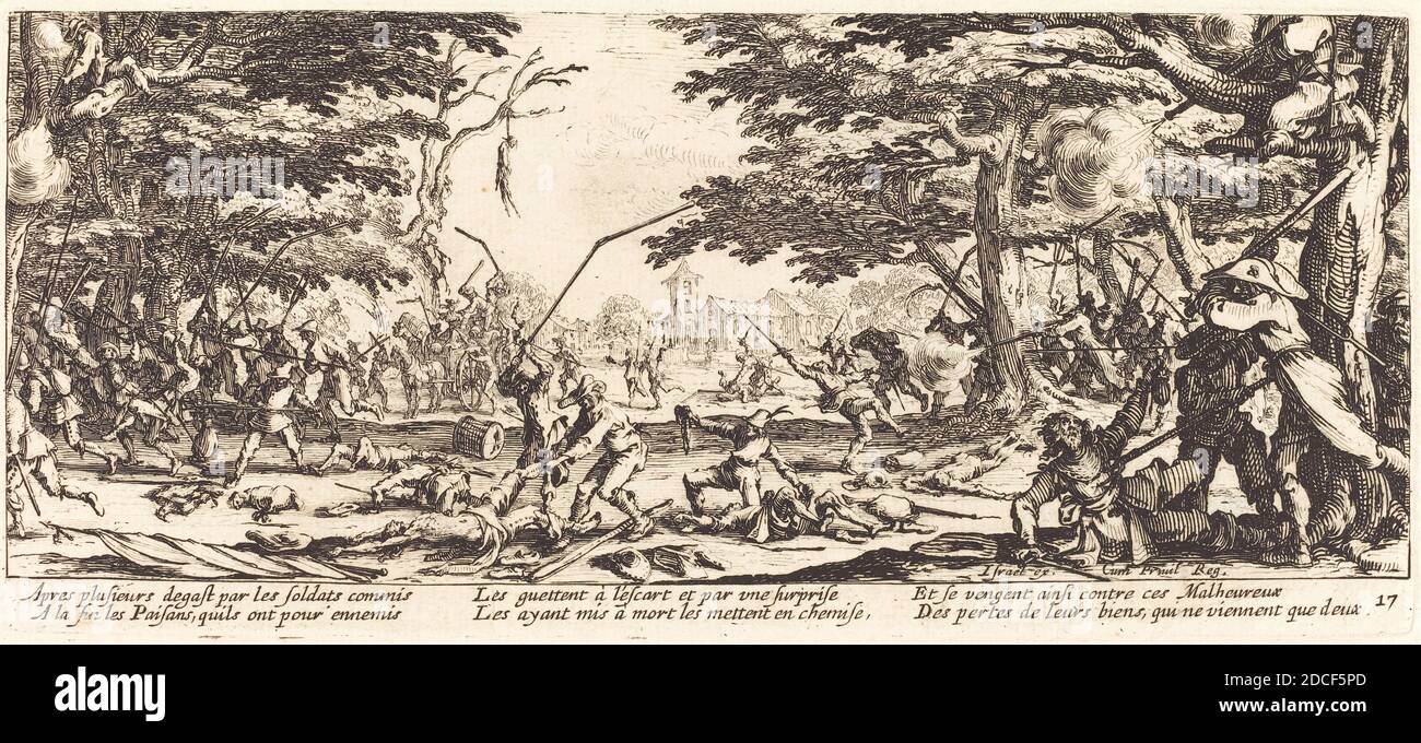 Jacques Callot, (artist), French, 1592 - 1635, The Peasants Avenge Themselves, The Large Miseries of War, (series), c. 1633, etching Stock Photo