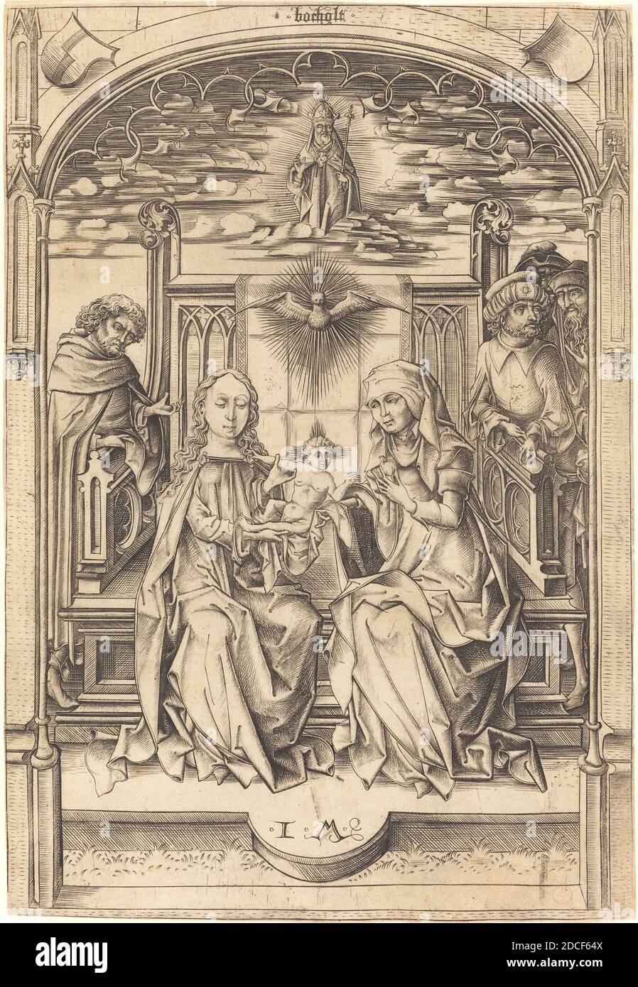 Israhel van Meckenem, (artist), German, c. 1445 - 1503, The Holy Family, c. 1475/1480, engraving Stock Photo