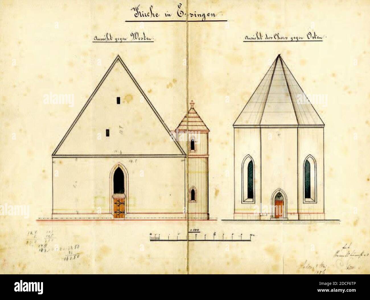 Kirche essingen 1886. Stock Photo