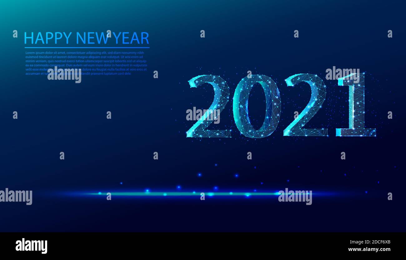Vector low poly polygonal background happy new year 2021 year. Stock Vector