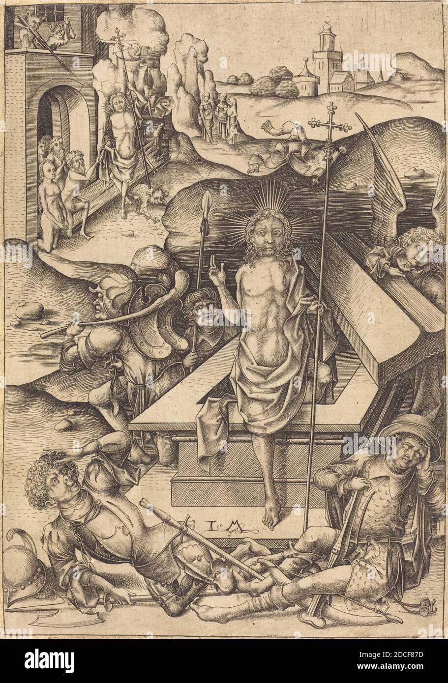 Israhel van Meckenem, (artist), German, c. 1445 - 1503, The Resurrection, Twelve Scenes of the Pasion, (series), c. 1480, engraving Stock Photo