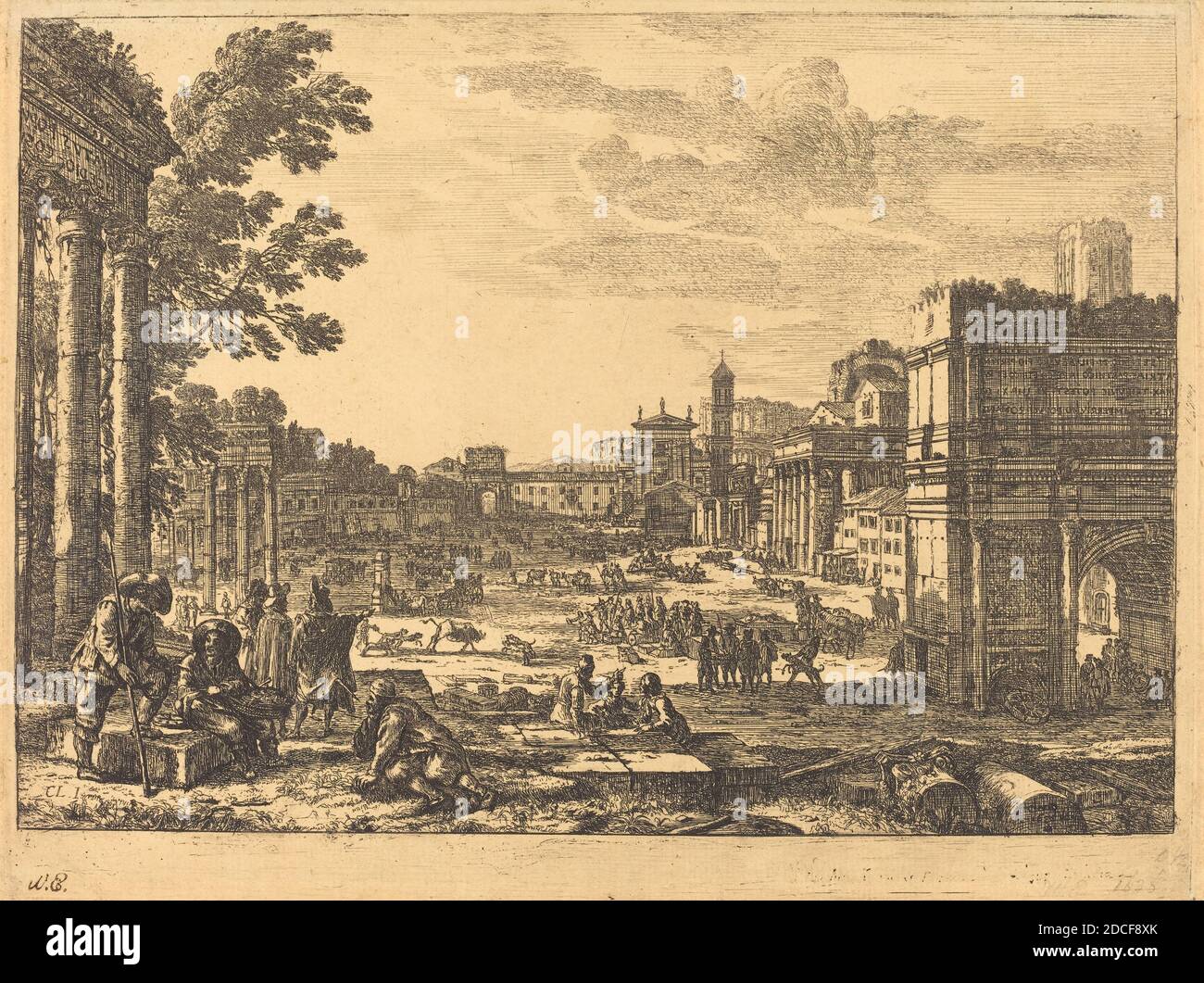 Claude Lorrain, (artist), French, 1604/1605 - 1682, The Roman Forum (Le Campo Vaccino), 1636, etching Stock Photo