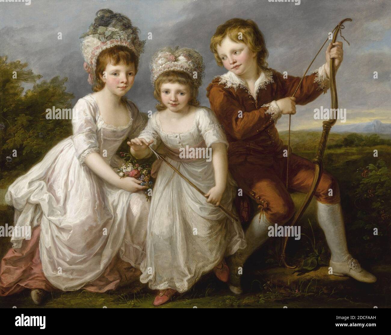 Lady Georgiana Spencer, Henrietta Spencer and George Viscount Althorp by Angelika Kauffmann. Stock Photo