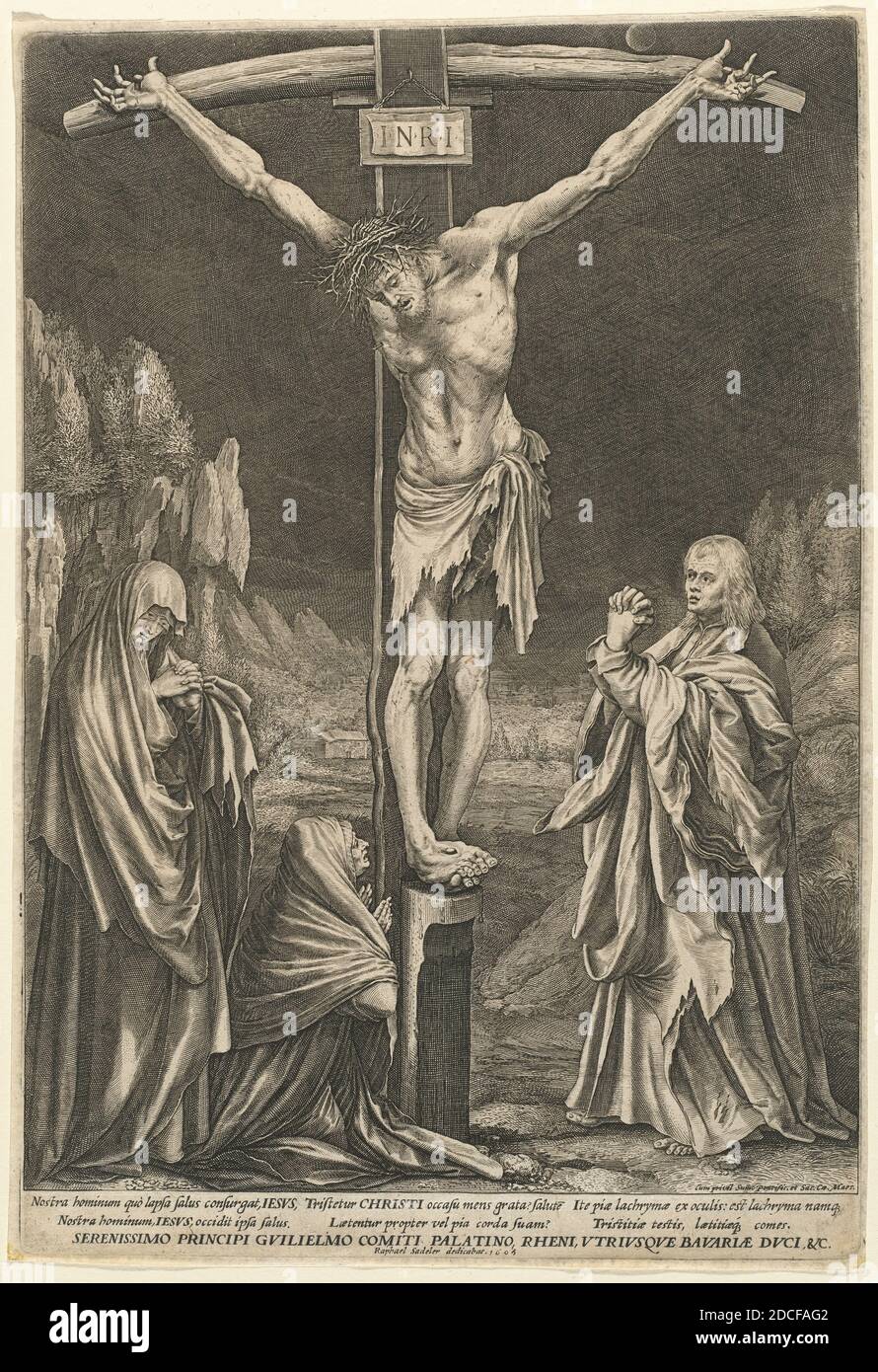 Raphael Sadeler I, (artist), Flemish, 1560/1561 - 1628 or 1632, Matthias Grünewald, (artist after), German, c. 1475/1480 - 1528, The Small Crucifixion, 1605, engraving Stock Photo