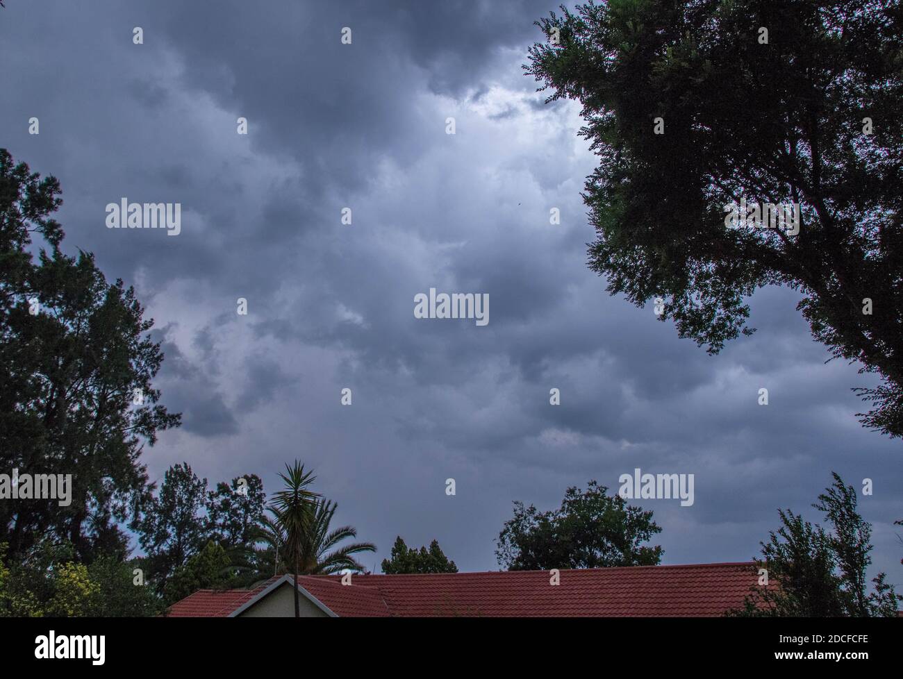 Summer thunderstorm buildup over the Highveld in Gauteng, South Africa Stock Photo
