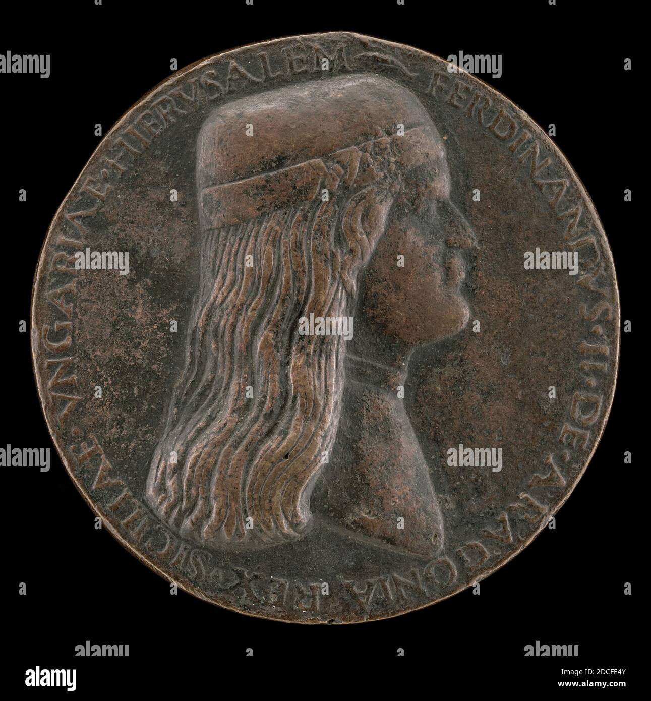 Adriano Fiorentino, (artist), Florentine, c. 1450/1460 - 1499, Ferdinand II of Aragon, died 1496, Prince of Capua and King of Naples 1495, 1495/1496, bronze, overall (diameter): 5.22 cm (2 1/16 in.), gross weight: 84.86 gr (0.187 lb.), axis: 7:00 Stock Photo