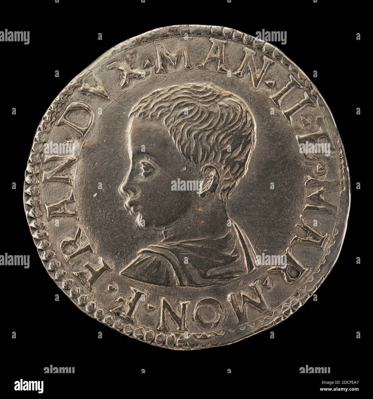 Mantuan 16th Century, (artist), Francesco III Gonzaga, 1533-1550, 2nd Duke of Mantua, 16th century, silver testoon/Struck, overall (diameter): 3.04 cm (1 3/16 in.), gross weight: 6.06 gr (0.013 lb.), axis: 2:00 Stock Photo