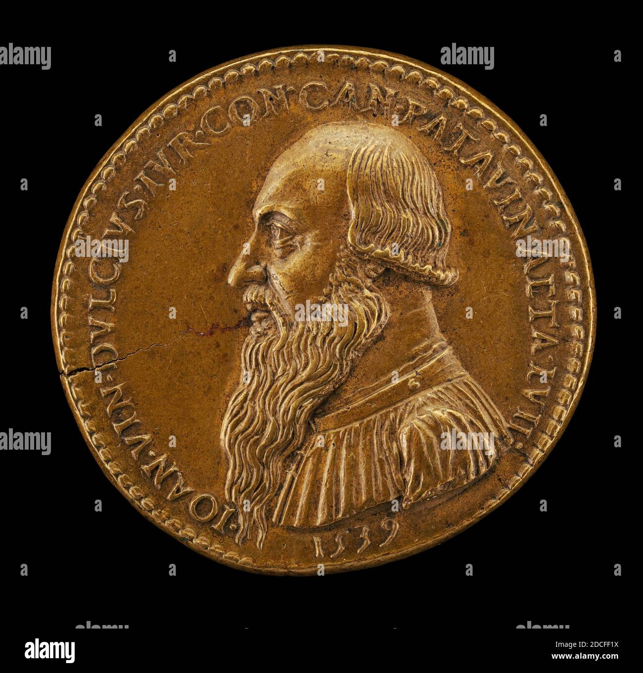 Giovanni da Cavino, (artist), Paduan, 1500 - 1570, Giovanni Antonio Vincenzo Dolce, 1482-1555, Paduan Jurist, Canon of Padua 1516, 1539, bronze/Struck, overall (diameter): 3.72 cm (1 7/16 in.), gross weight: 24.51 gr (0.054 lb., axis: 6:00 Stock Photo