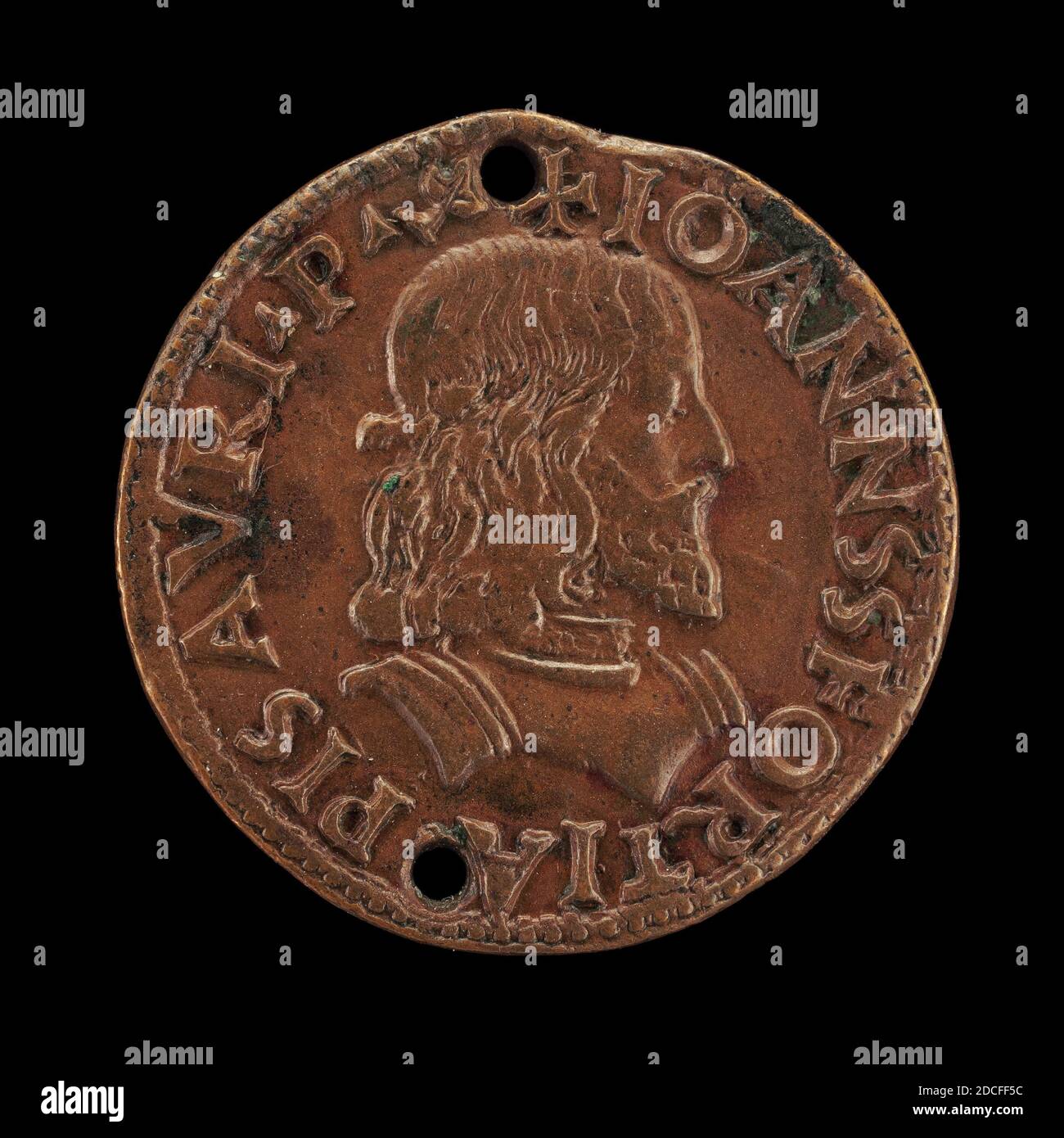 Pesarese 15th Century, (artist), Giovanni Sforza, 1466-1510, Lord of Pesaro, 15th century, copper denaro/Struck, overall (diameter): 1.94 cm (3/4 in.), gross weight: 1.67 gr (0.004 lb.), axis: 1:00 Stock Photo