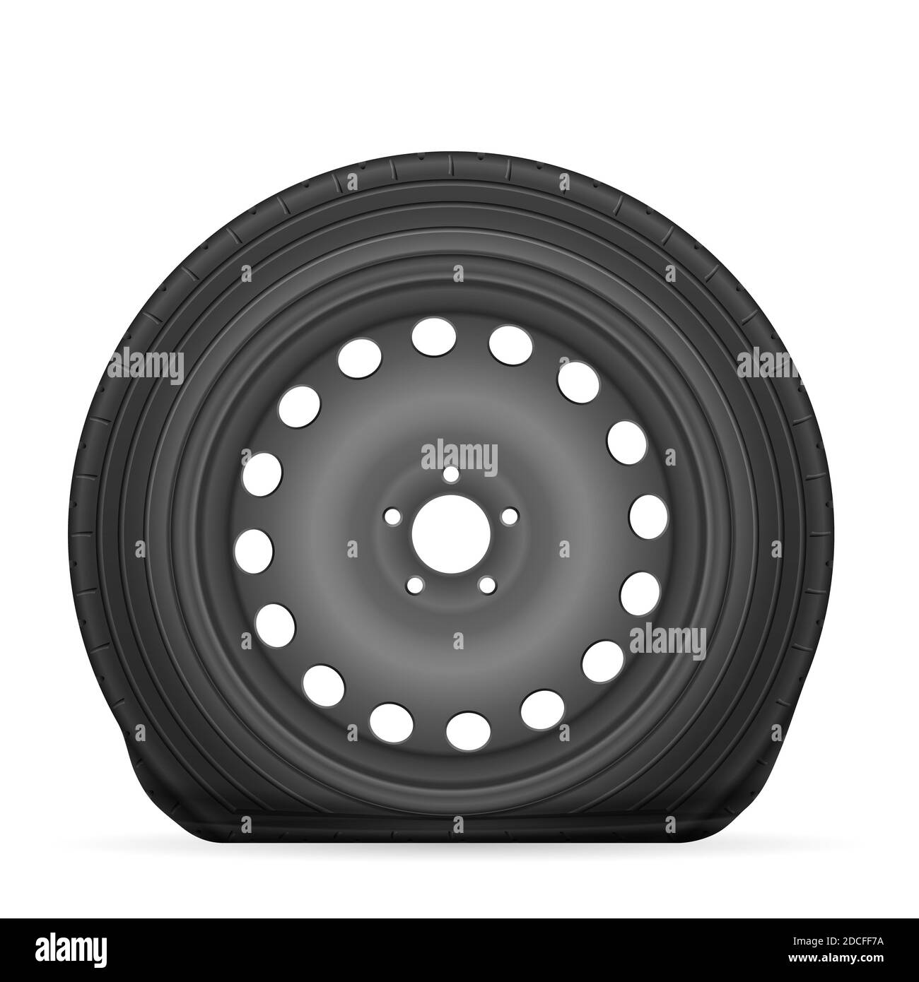 Flat tire on a white background. Vector illustration Stock Photo Alamy