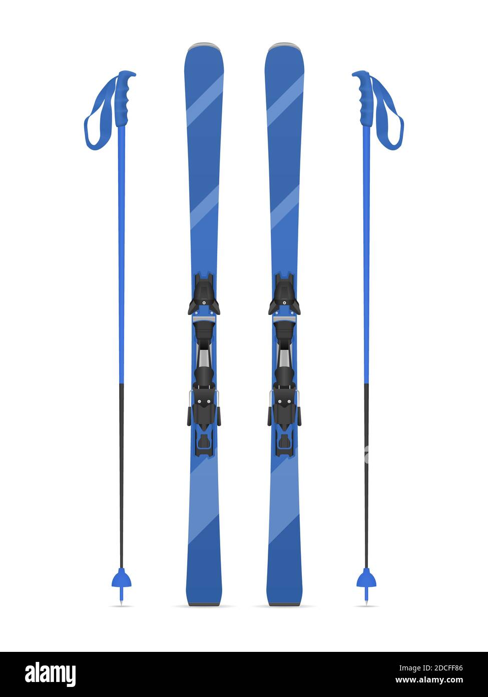 Ski Rails Vector Mountain skis and poles on a white background. Vector illustration ...