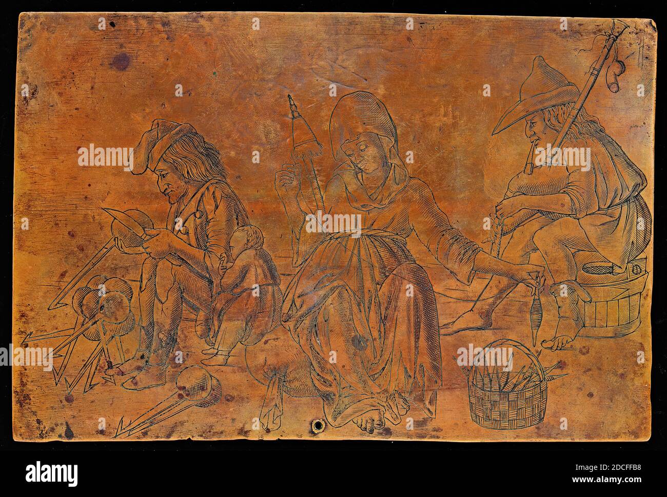 Italian 15th Century, (artist), Various Occupations, fourth quarter 15th century, engraved copper plate, overall: 15 x 22.4 cm (5 7/8 x 8 13/16 in Stock Photo