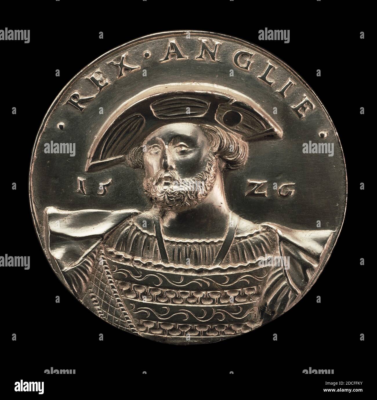 Hans Daucher, (artist), German, c. 1485 - 1538, Henry VIII, 1491-1547, King of England 1509, 1526, silver, overall (diameter): 5.93 cm (2 5/16 in.), gross weight: 88.64 gr (0.195 lb.), axis: 12:00 Stock Photo