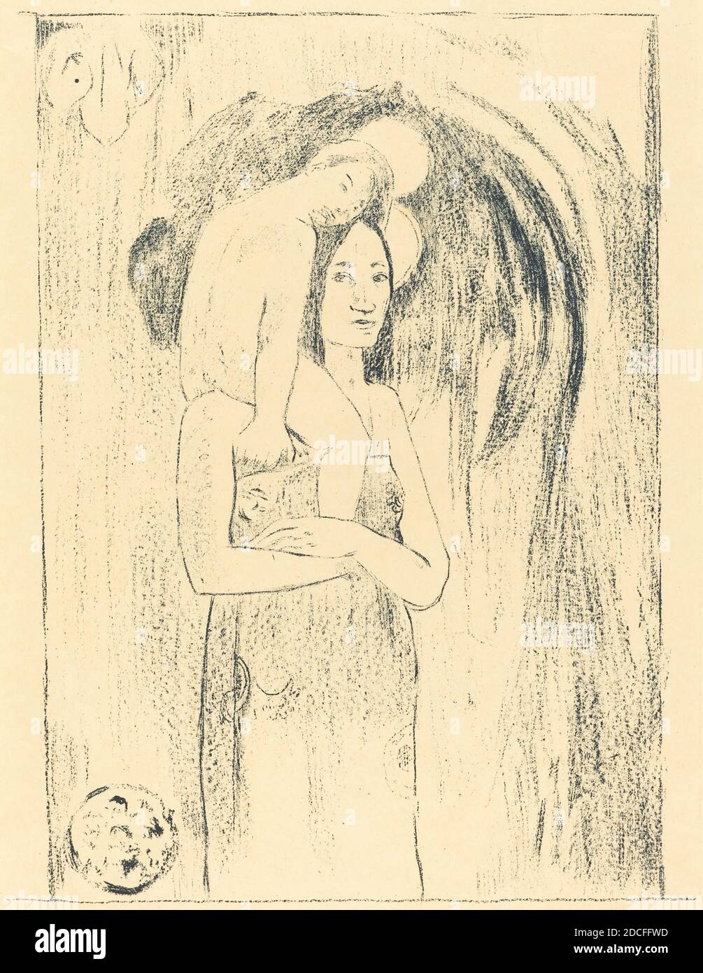 Paul Gauguin, (artist), French, 1848 - 1903, Ia Orana Maria (We Greet Thee, Mary), c. 1894, lithograph (zinc) in blue Stock Photo