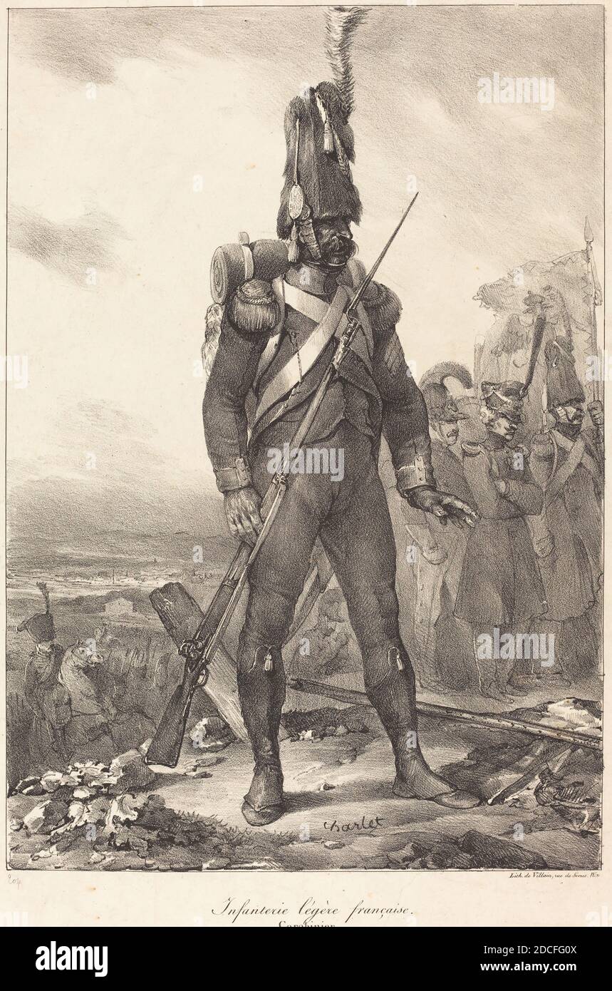 Nicolas-Toussaint Charlet, (artist), French, 1792 - 1845, Infanterie legère française, Carabinier, 1822, lithograph Stock Photo
