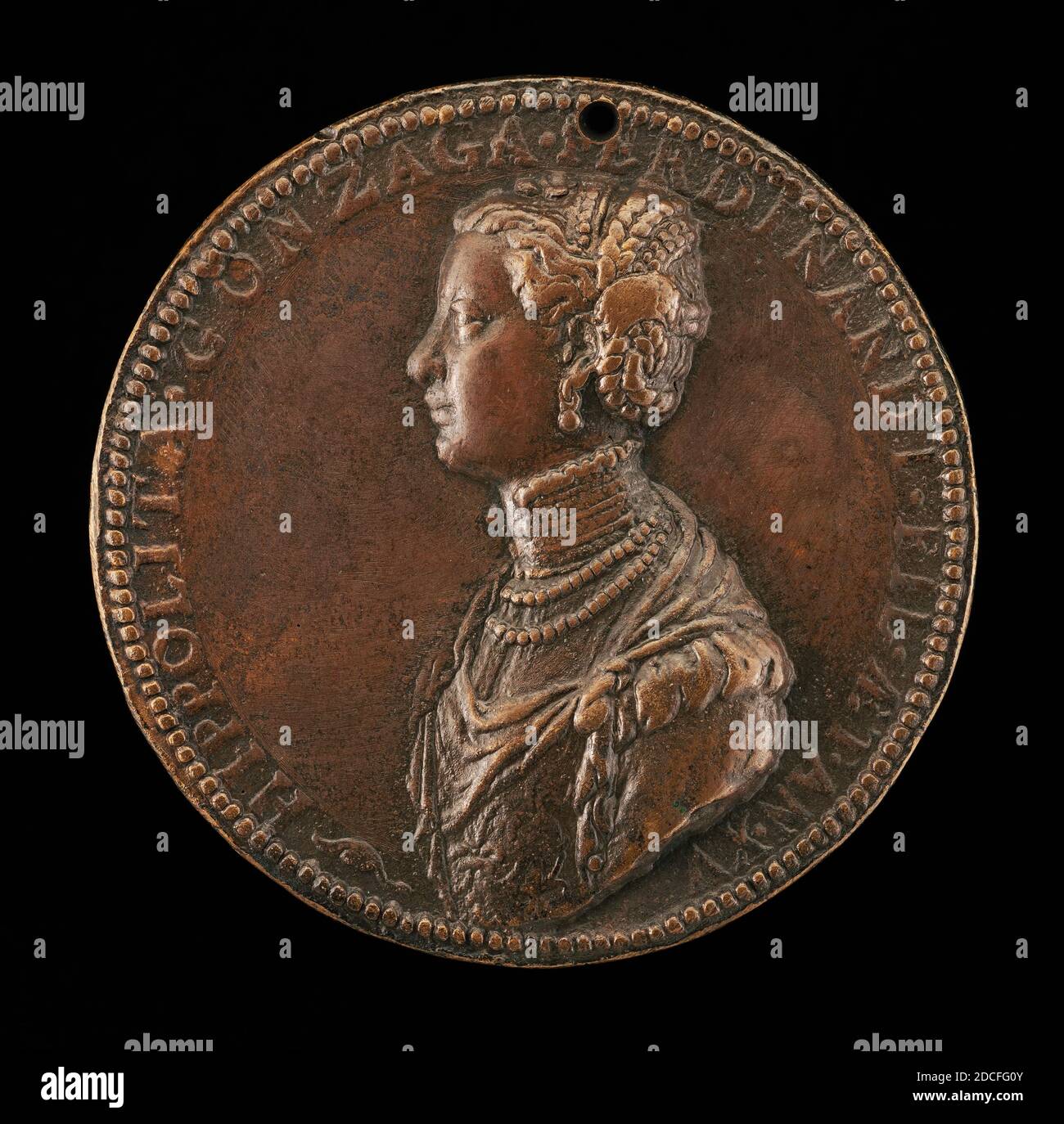 Leone Leoni, (artist), Milanese, c. 1509 - 1590, Ippolita di Ferdinando Gonzaga, 1535-1563, bronze/Late cast, overall (diameter): 6.14 cm (2 7/16 in.), gross weight: 41.61 gr (0.092 lb.), axis: 12:00 Stock Photo