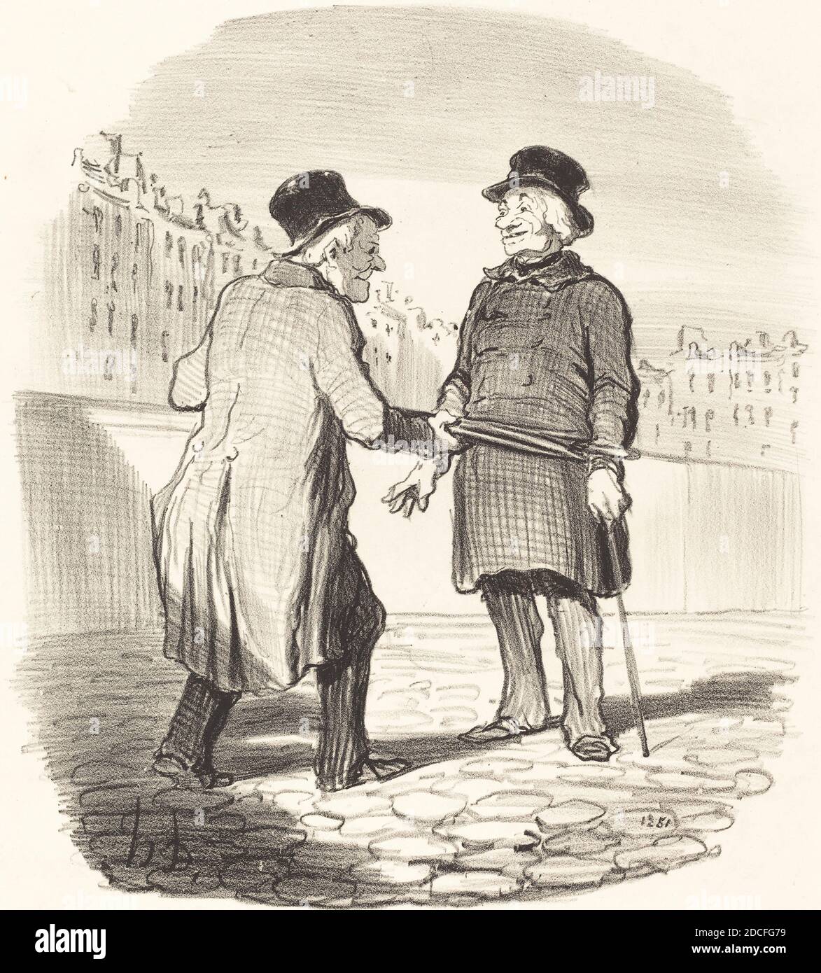 Honoré Daumier, (artist), French, 1808 - 1879, Je vous arrête, mauvais sujet..., Scênes Parisiennes: pl.3, (series), 1852, lithograph Stock Photo