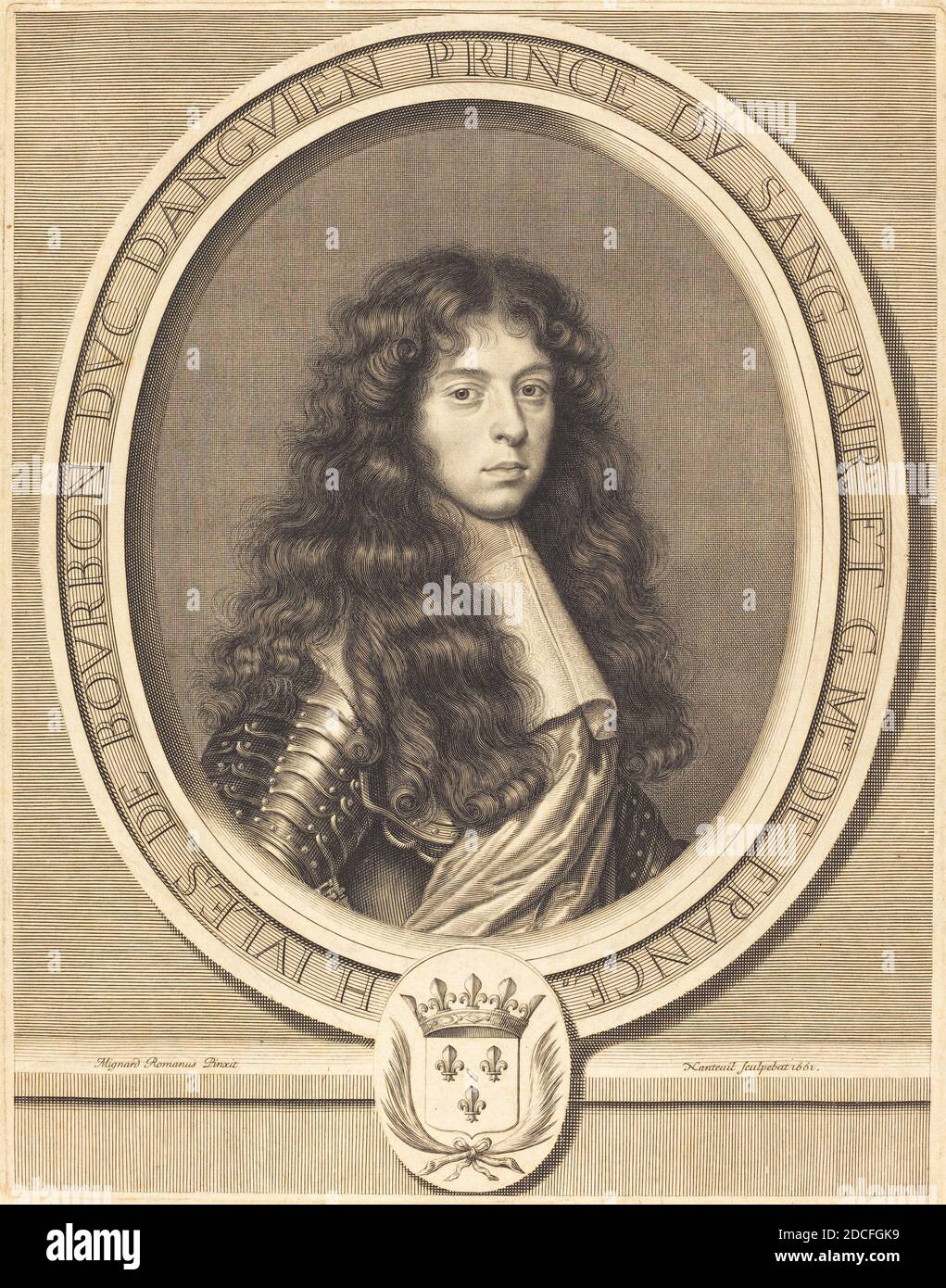 Robert Nanteuil, (artist), French, 1623 - 1678, Pierre Mignard I, (artist after), French, 1612 - 1695, Jules, Duc d'Enghien, 1661, engraving Stock Photo