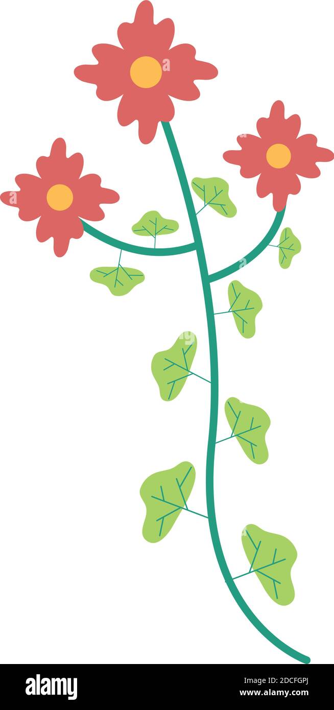 red flowers garden flat element vector illustration design Stock Vector ...