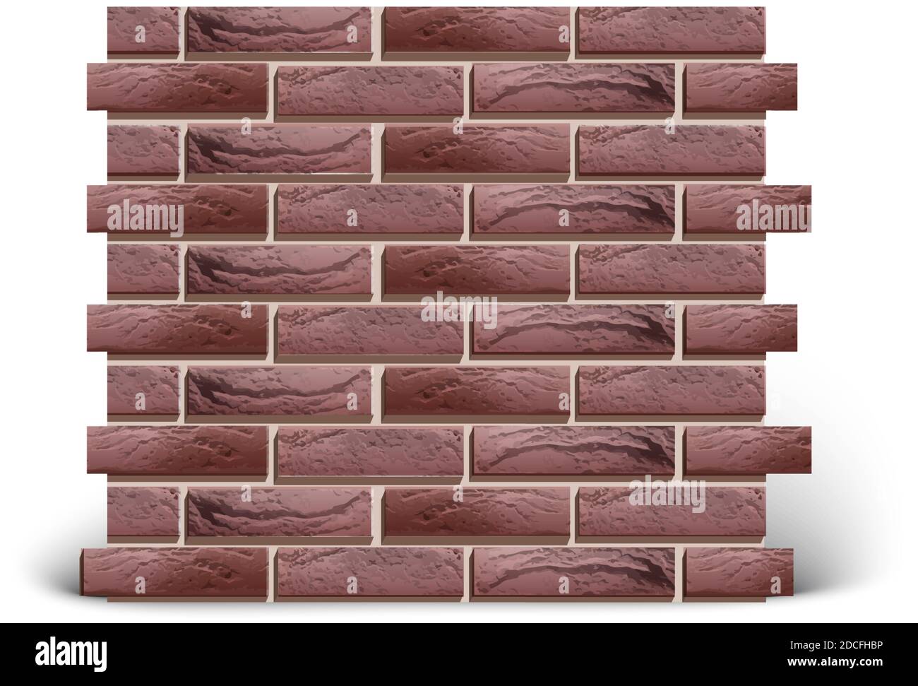 3d realistic vector red bricks wall, isolated on white background. Stock Vector