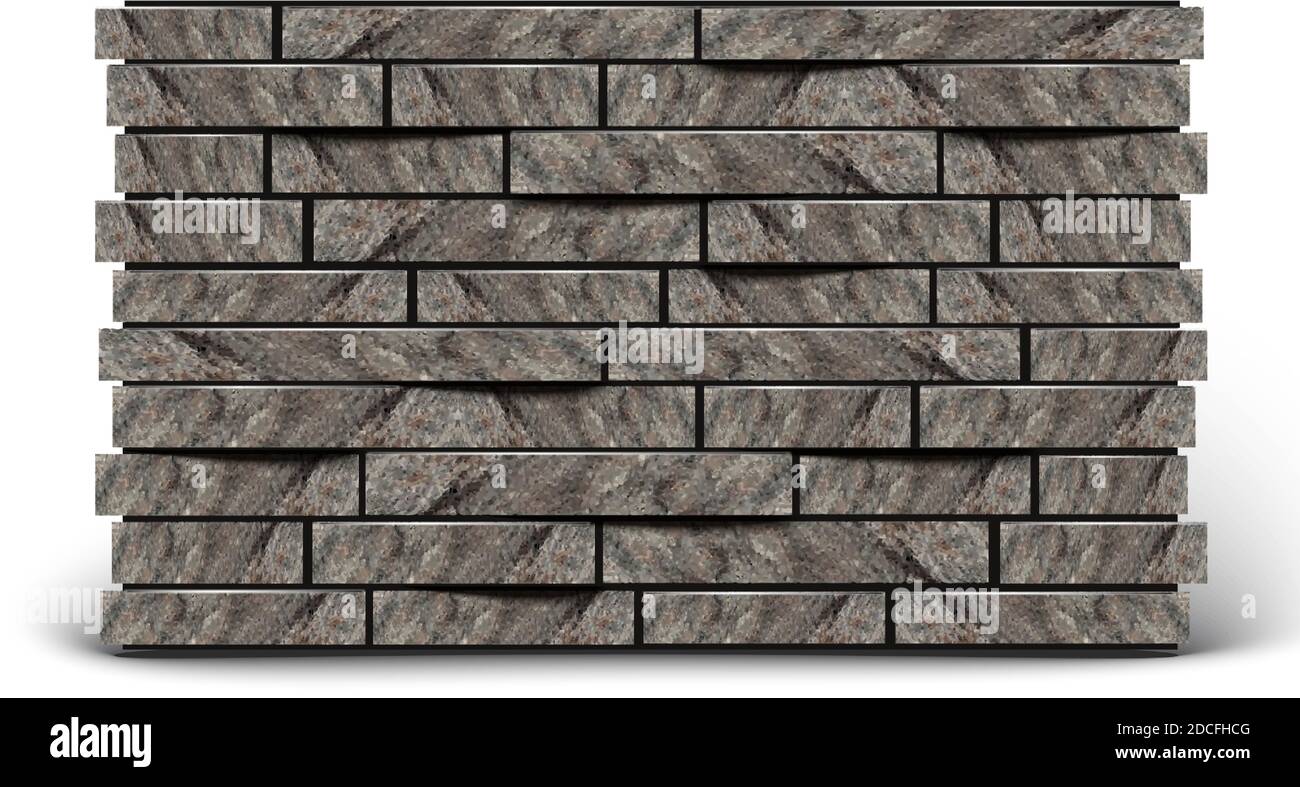 3d realistic vector natural stone wall, brick, isolated on white background. Stock Vector