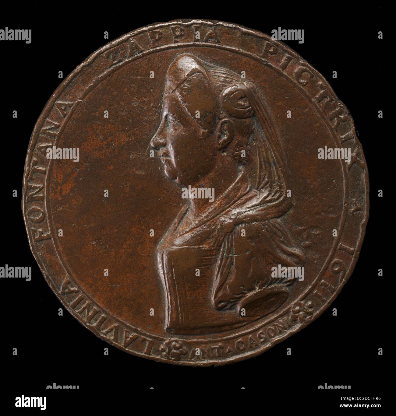 Felice Antonio Casone, (medalist), Bolognese, 1559 - 1634, Lavinia Fontana, 1552-1614, Bolognese Painter, 1611, bronze, overall (diameter): 6.55 cm (2 9/16 in.), gross weight: 75.12 gr (0.166 lb.), axis: 12:00 Stock Photo