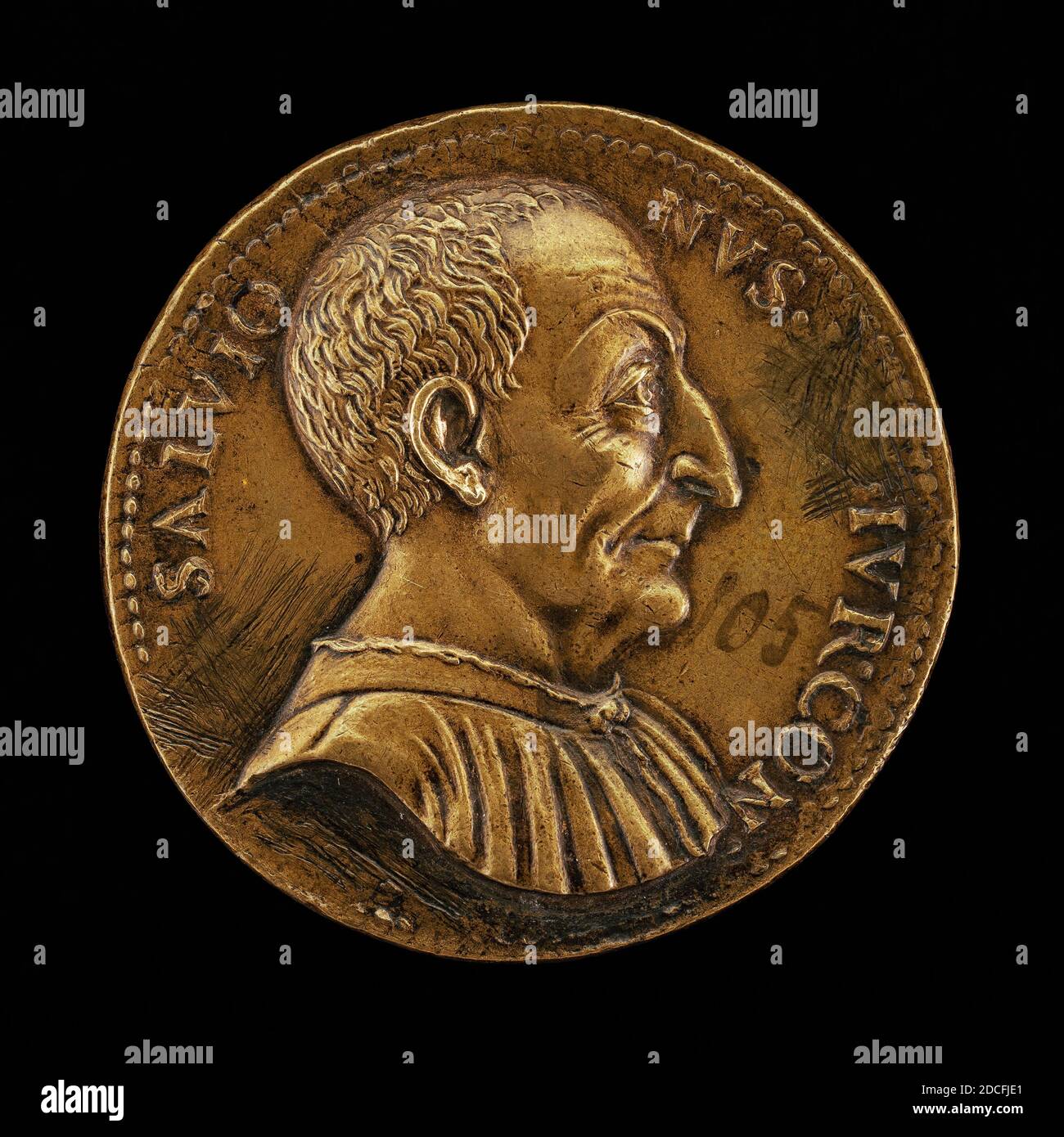 Giovanni da Cavino, (artist), Paduan, 1500 - 1570, Luca Salvioni, died 1536, Paduan Jurist, bronze, overall (diameter): 3.84 cm (1 1/2 in.), gross weight: 28.24 gr (0.062 lb.), axis: 7:00 Stock Photo