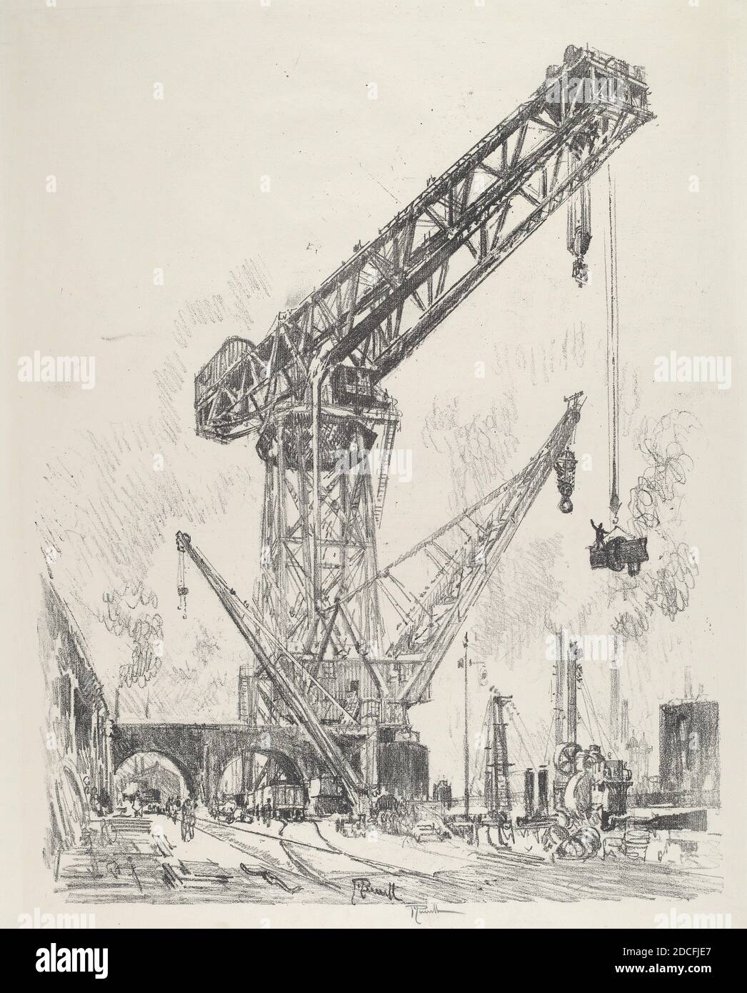 Joseph Pennell, (artist), American, 1857 - 1926, Made in Germany, the Great Crane, English War Work, (series), 1916, lithograph Stock Photo