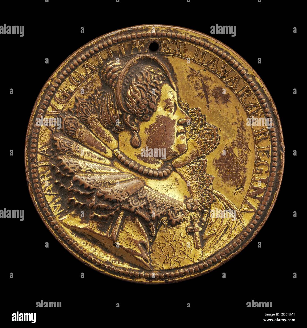 Guillaume Dupré, (artist), French, c. 1574 - 1642, Marie de' Medici, 1573-1642, Queen Regent of France 1610-1617, 1615, gilded bronze, overall (diameter): 6.2 cm (2 7/16 in.), gross weight: 76.7 gr (0.169 lb.), axis: 12:00 Stock Photo