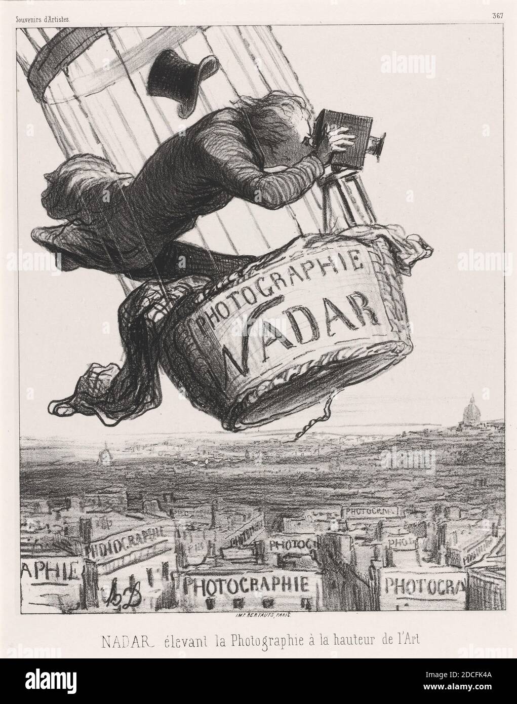 Honoré Daumier, (artist), French, 1808 - 1879, Nadar élevant la Photographie à la hauteur de l'Art, 1862, lithograph, sheet: 44.8 × 30.9 cm (17 5/8 × 12 3/16 in Stock Photo