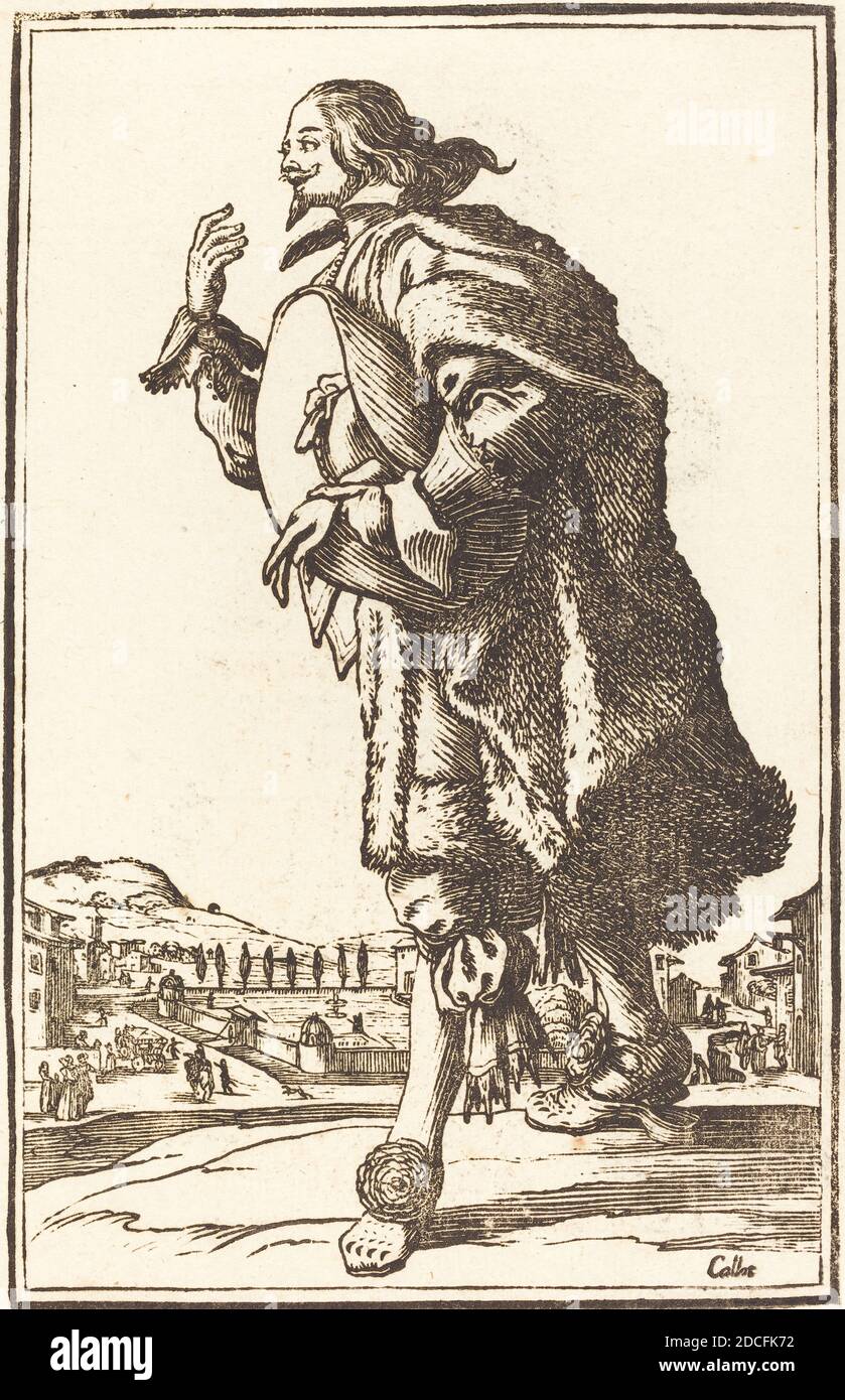 French 17th Century, (artist), Jacques Callot, (artist after), French, 1592 - 1635, Noble Man with Felt Hat, Bowing, The Nobility of Lorraine, (series), woodcut Stock Photo