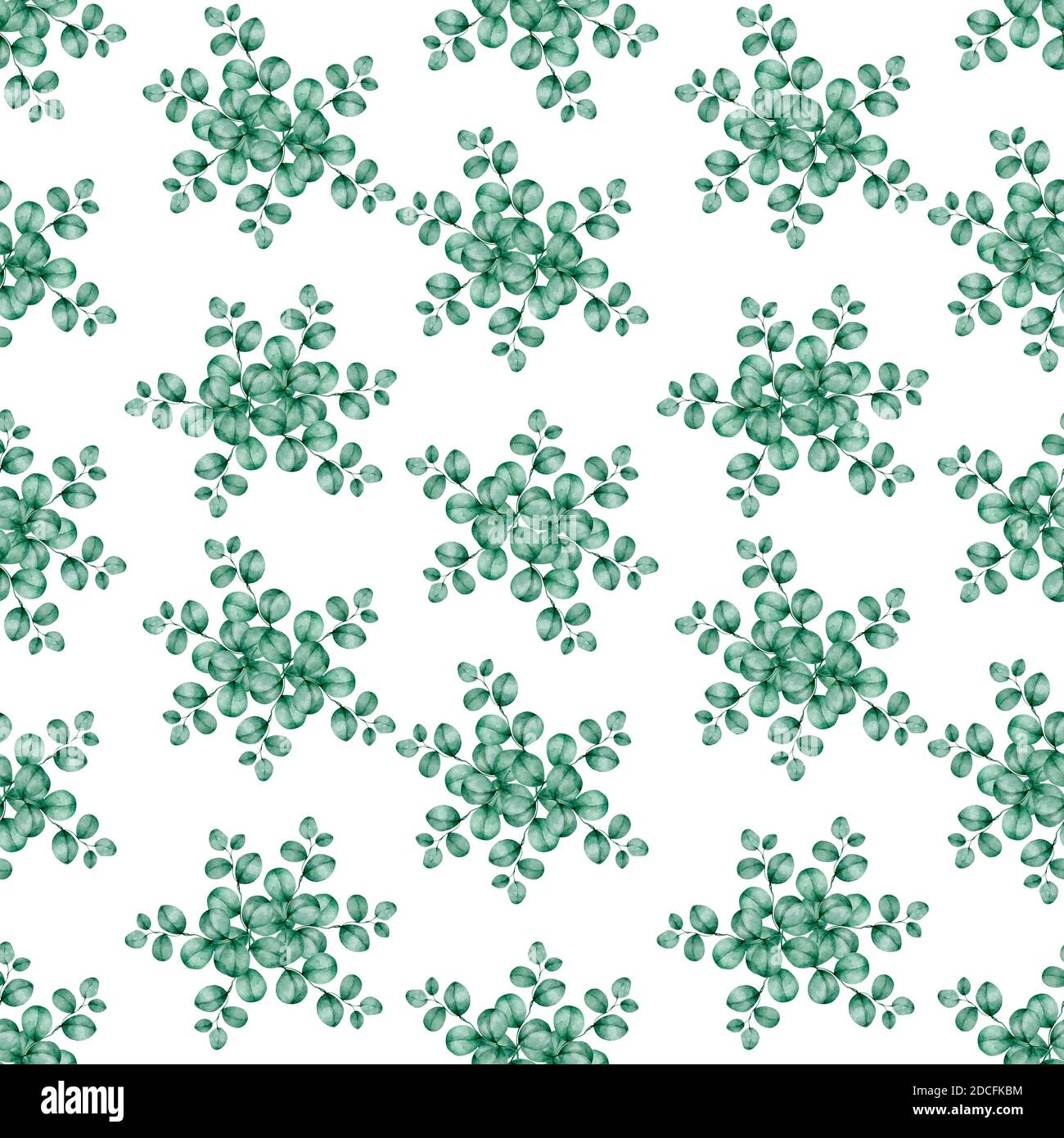 Seamless pattern green floral leaves. Hand drawn watercolor ...
