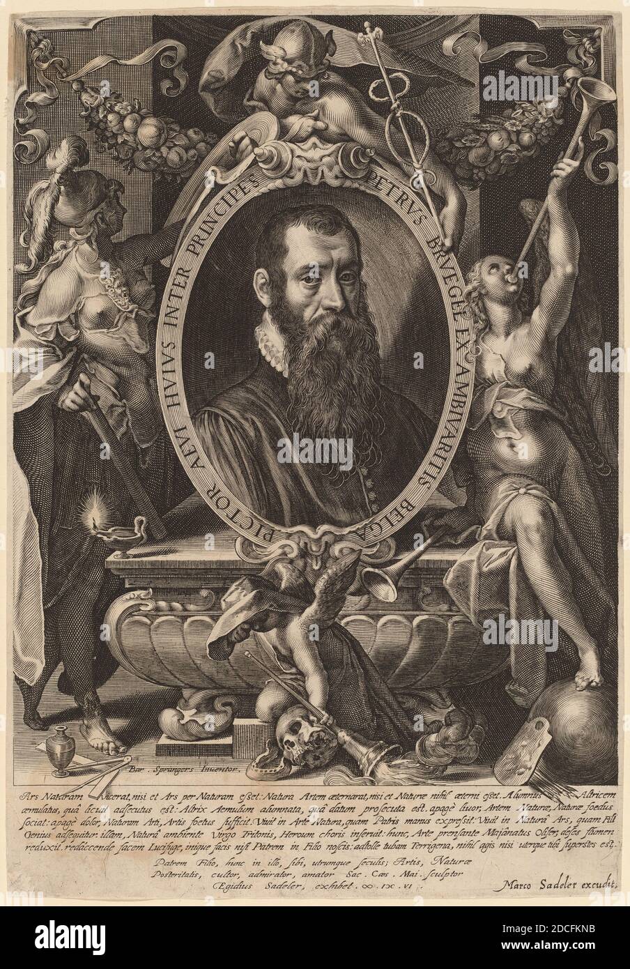Aegidius Sadeler II, (artist), Flemish, c. 1570 - 1629, Bartholomaeus Spranger, (artist after), Flemish, 1546 - 1611, Pieter Brueghel, the Younger, 1606, engraving Stock Photo